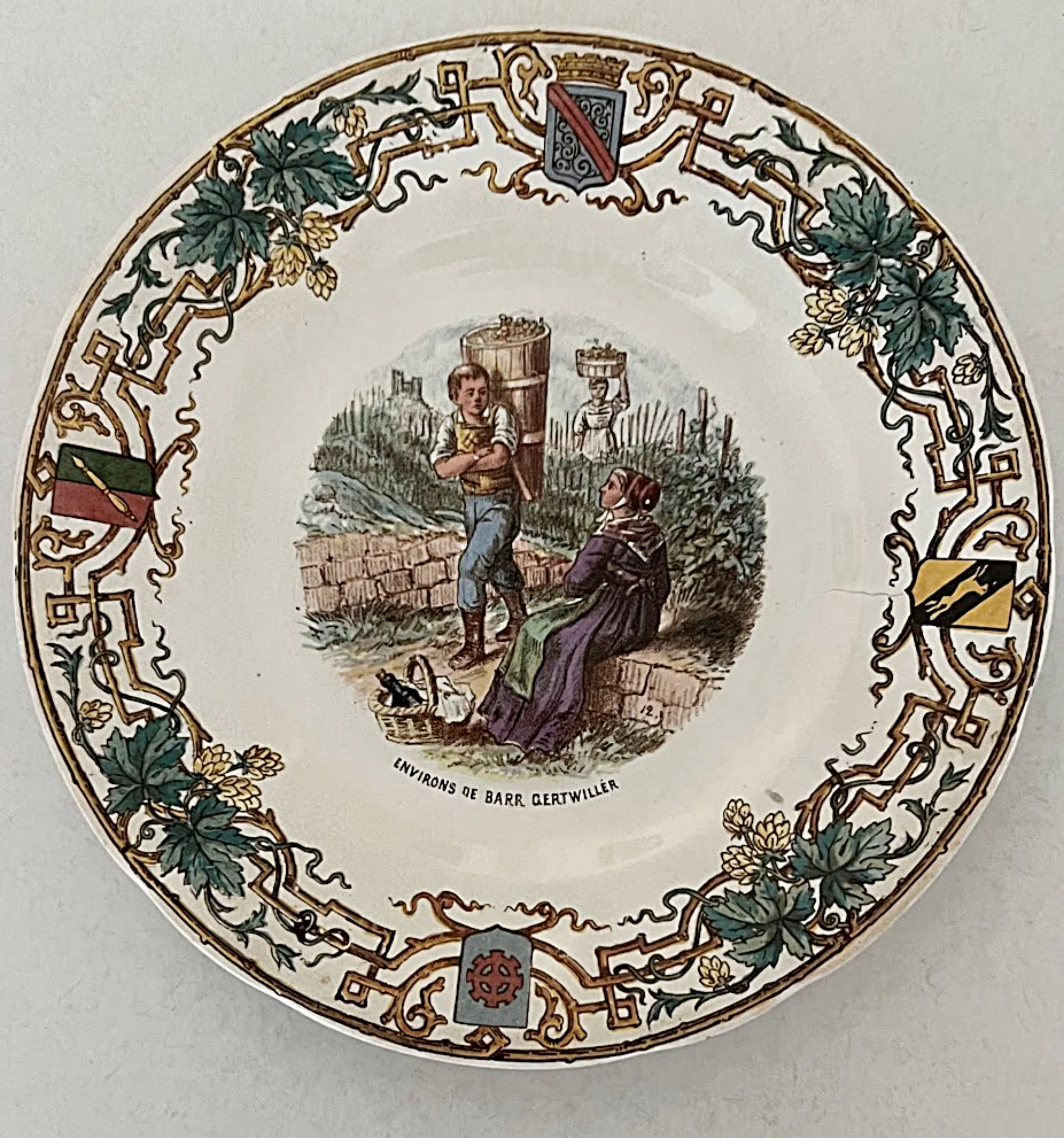 Sarreguemines Four Plates Alsace Pattern-Plate One Front-2927 x 3129.jpg