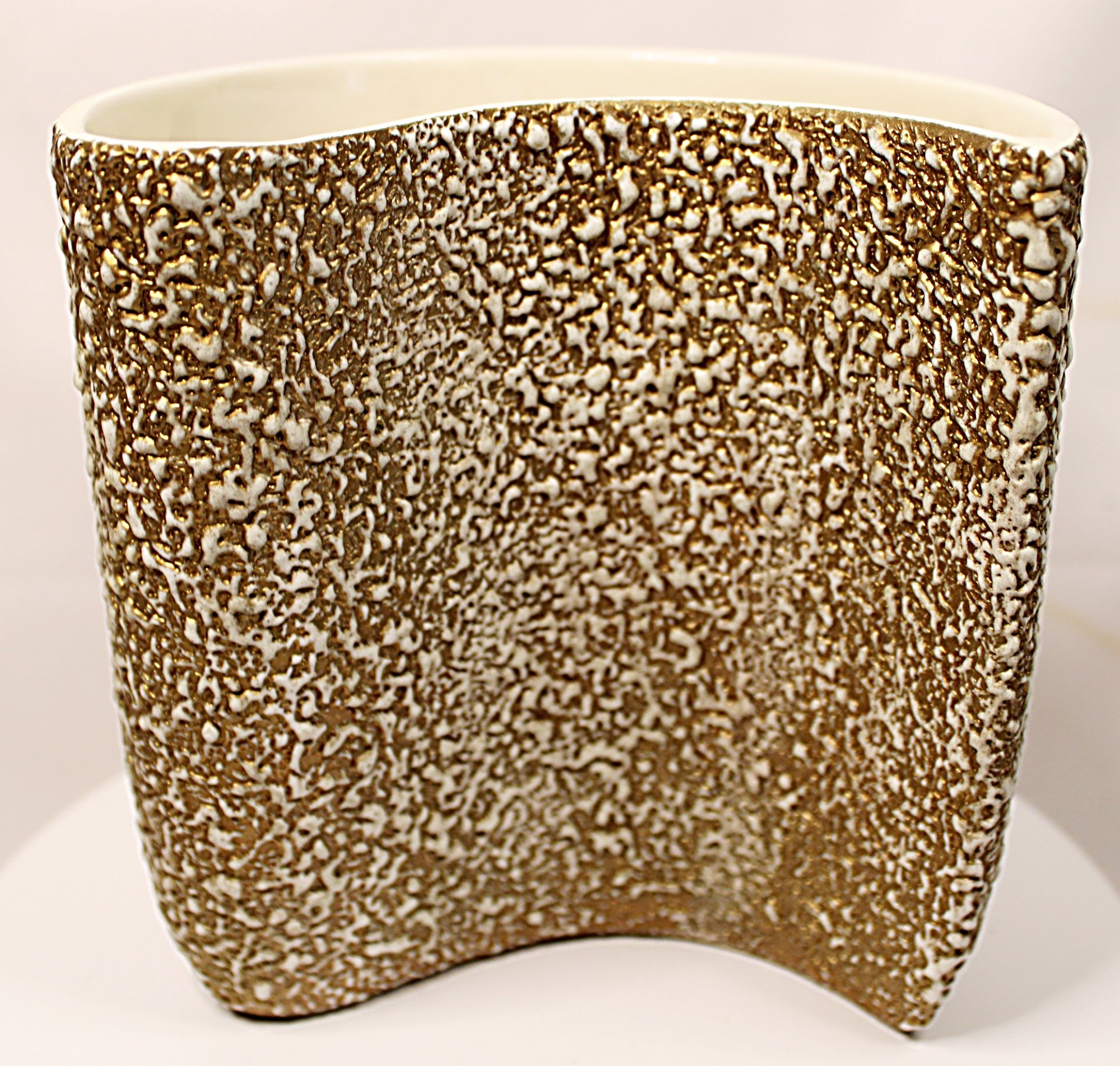 MCM Rocky Mountain Pottery Vase Gilded Pebbled Lava Glaze-Back-View-2000 x 1904.JPG