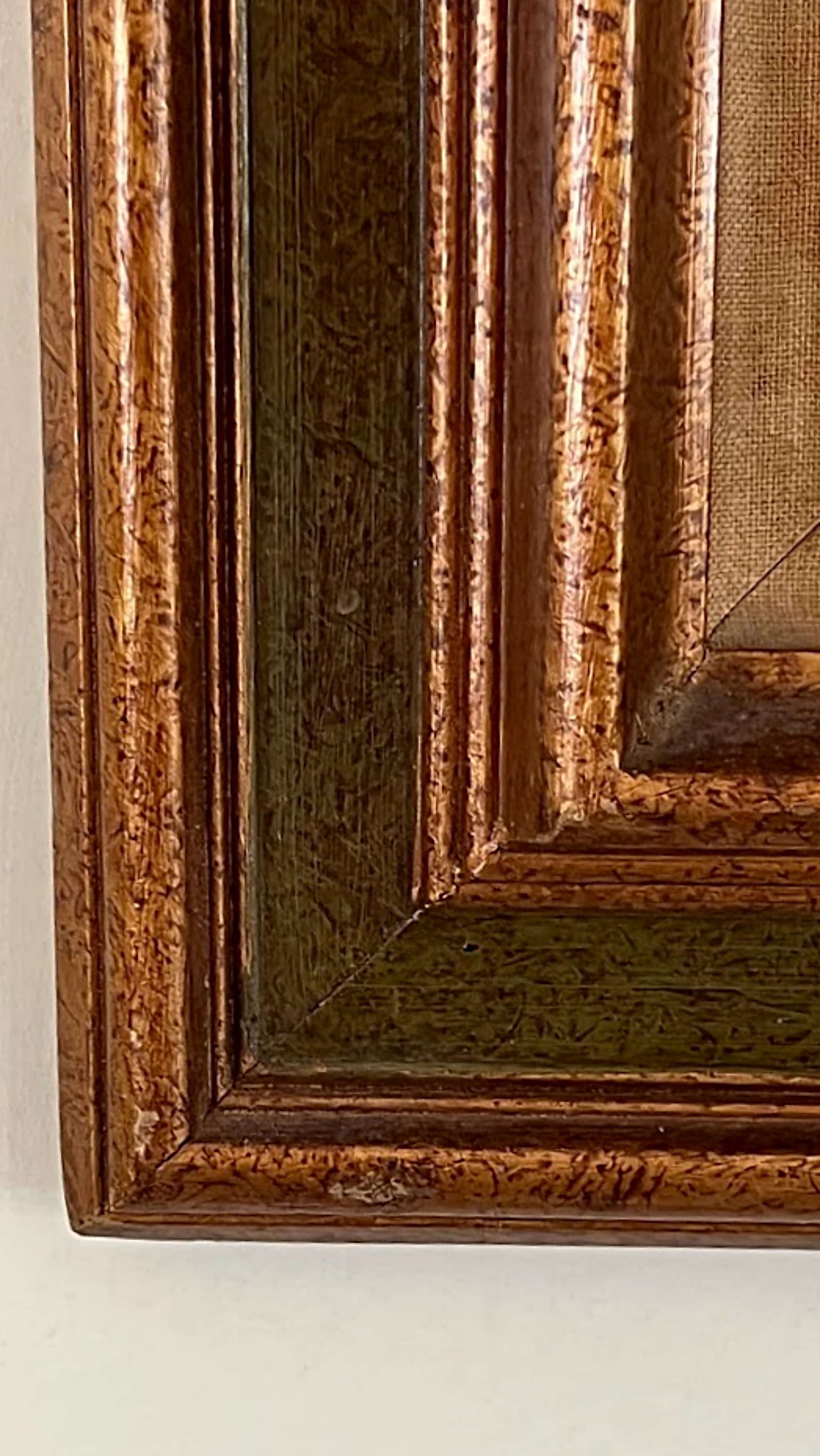 Vintage Framed Painting of Roses by W. T. Presley - Right bottom corner of frame closeup-2523 x 4482.jpg