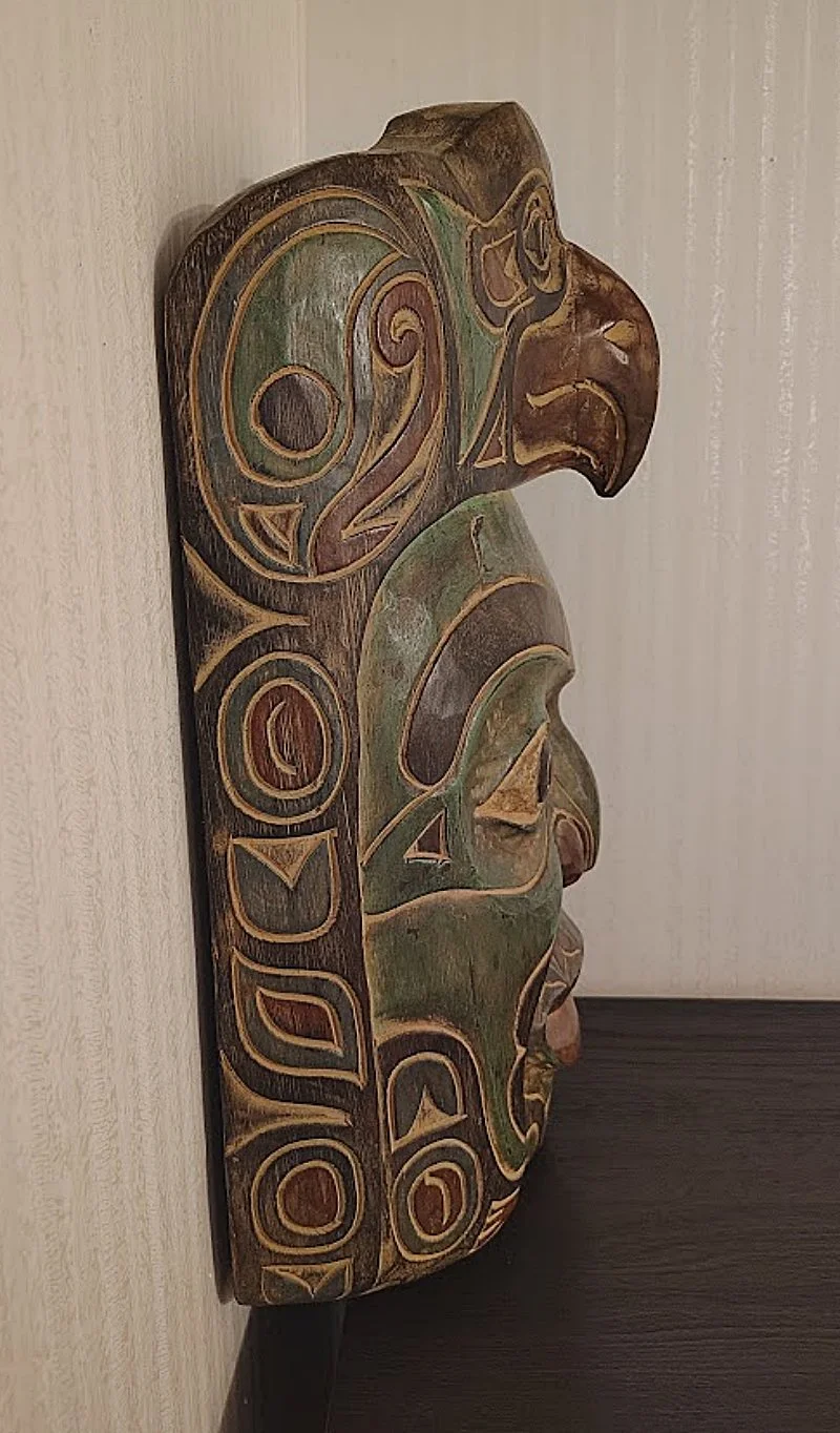 5696-Carved Totem Mask Northwest Coast Eagle Shaman side view-800 x 1364.jpg