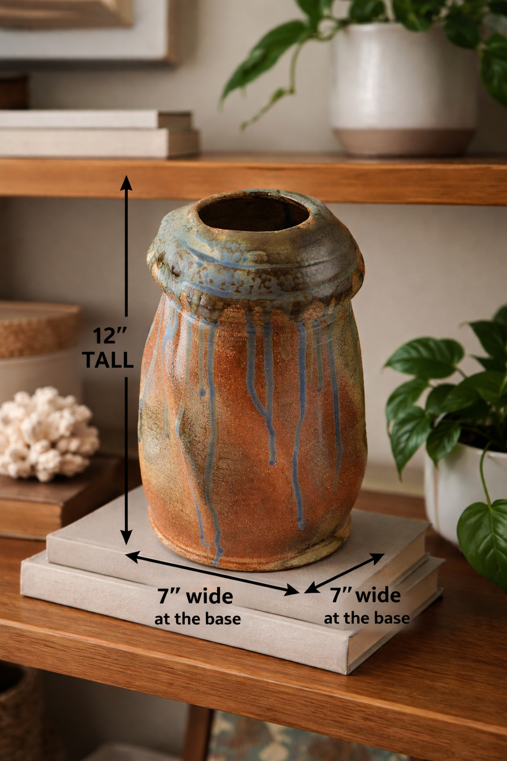 Art-pottery-with measure marks tall and wide-