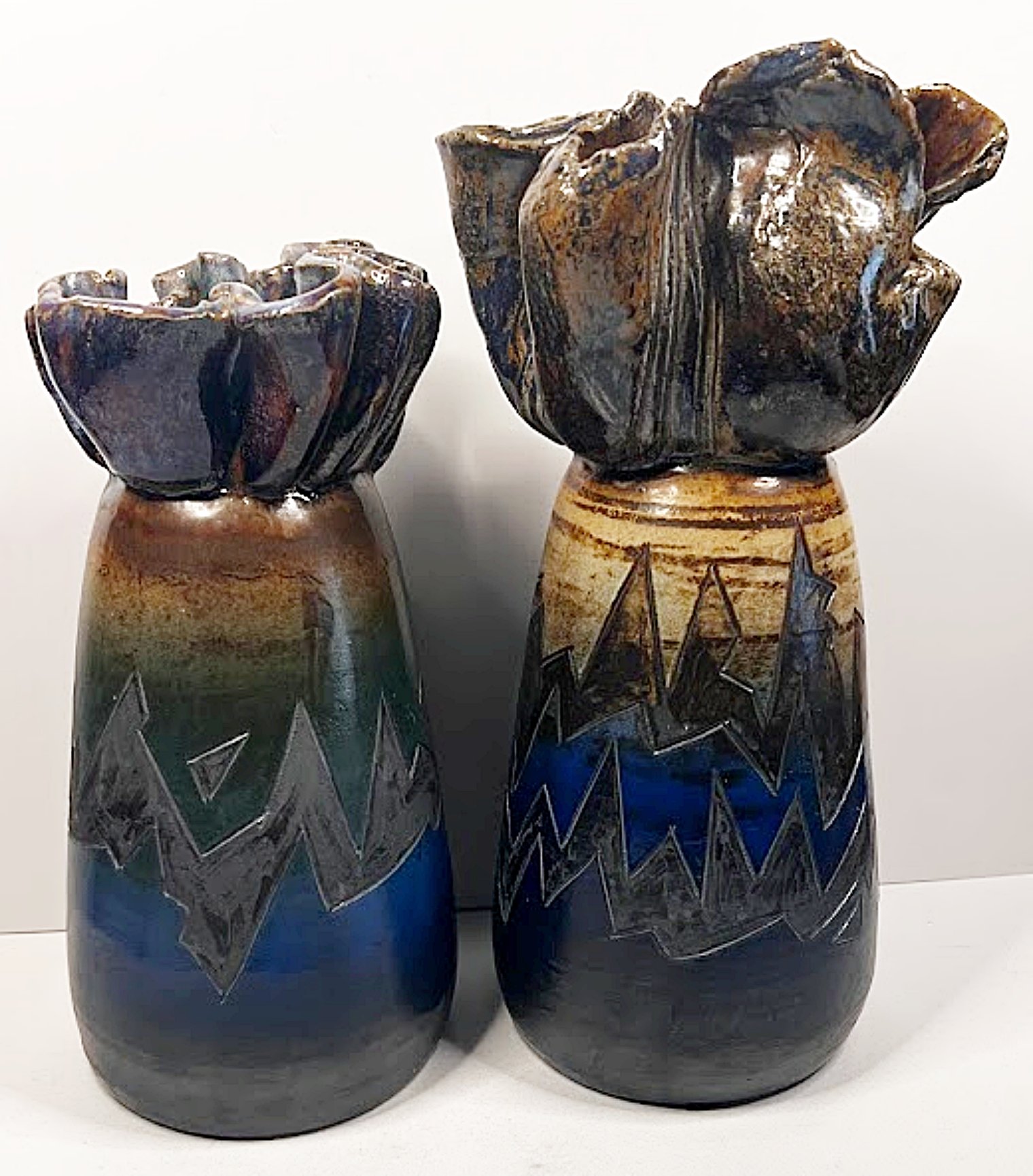 MICHAEL SCHLYER 1999 Pair Large Pottery Vases, Flat Earth Clay Works, Kansas-Two Side by Side-1520 x 1730.jpg