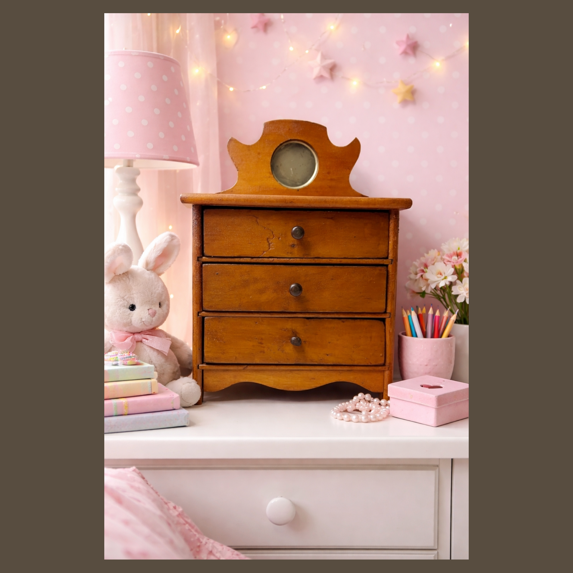 Wisconsin Antique Doll Dresser 11 Inches Solid Wood