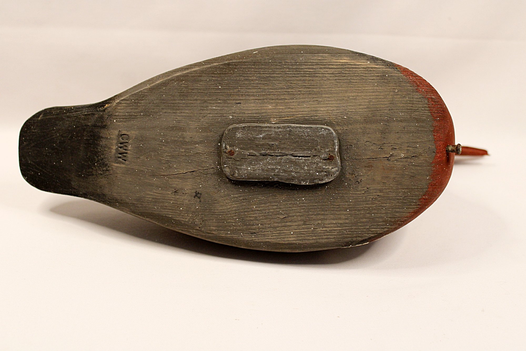 5757-CHARLES W. WATERFIELD Red Breasted Merganser Decoy-Facing-Right-Closeup-Full-Under-Signed-2000 x 1333.JPG