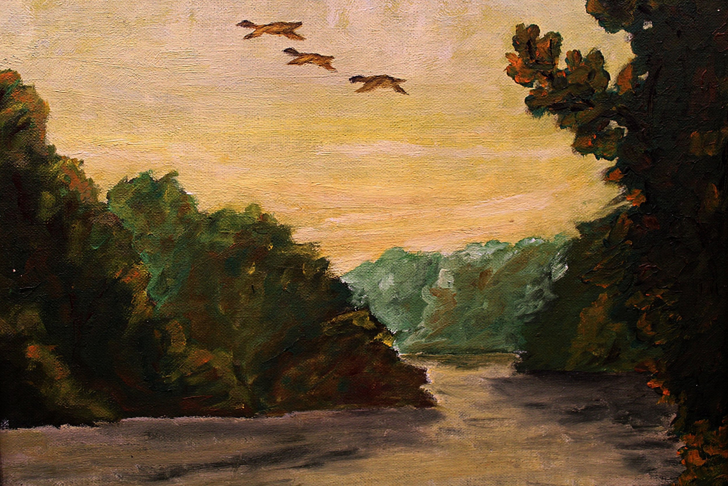 Vintage Waterscape-Painting-on-Board-Closeup of stream-2976 x 1984.JPG
