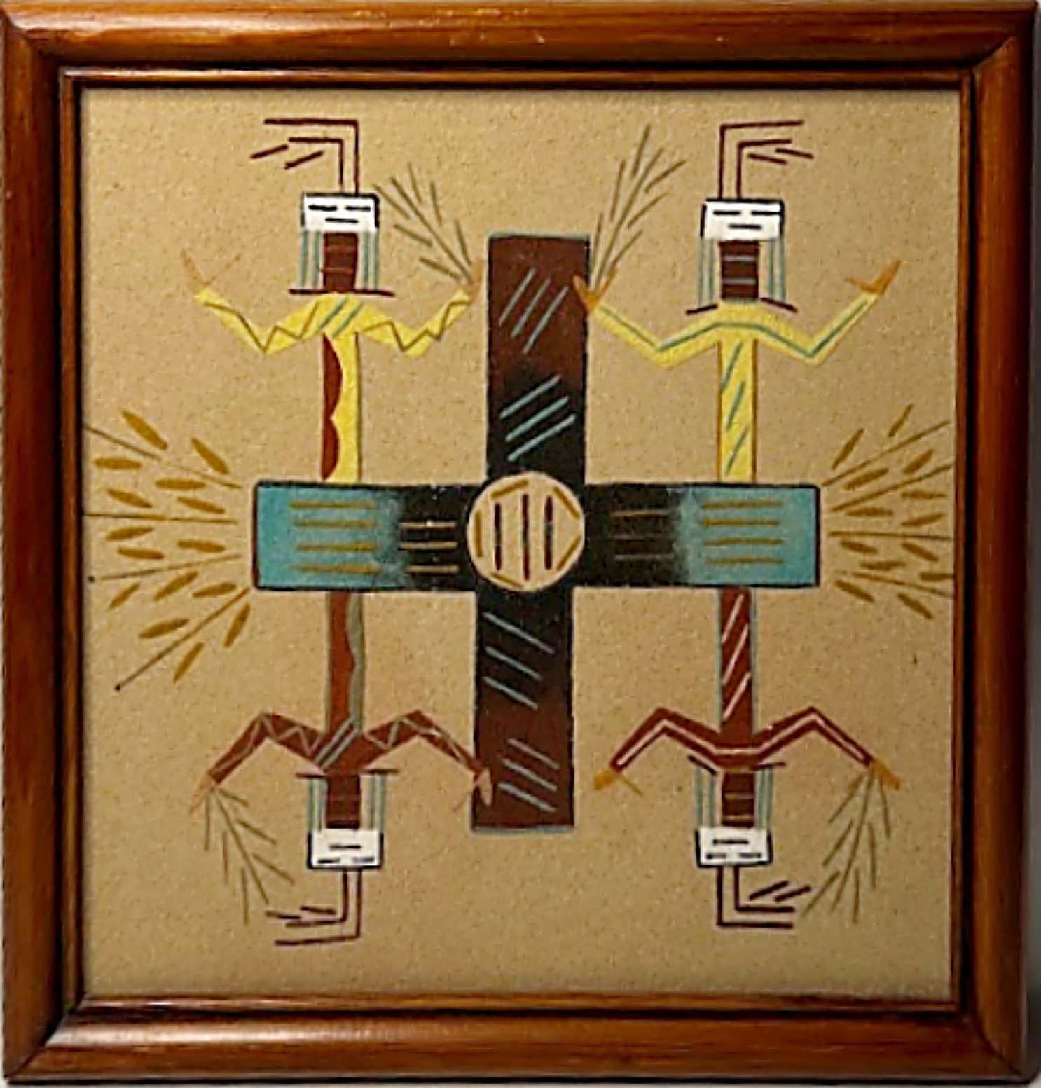 Vintage NAVAJO SAND PAINTING Large Framed Signed Native American Art Front-1486 x 1553.jpg