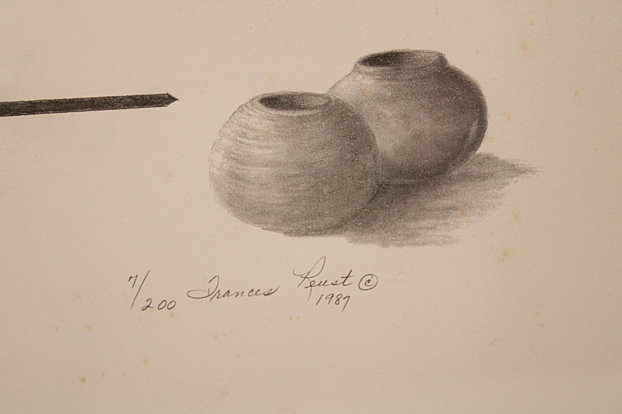 Framed Limited Edition Print Native American Woman by Frances Reust-Closeup-Pots-2000 x 1333.JPG