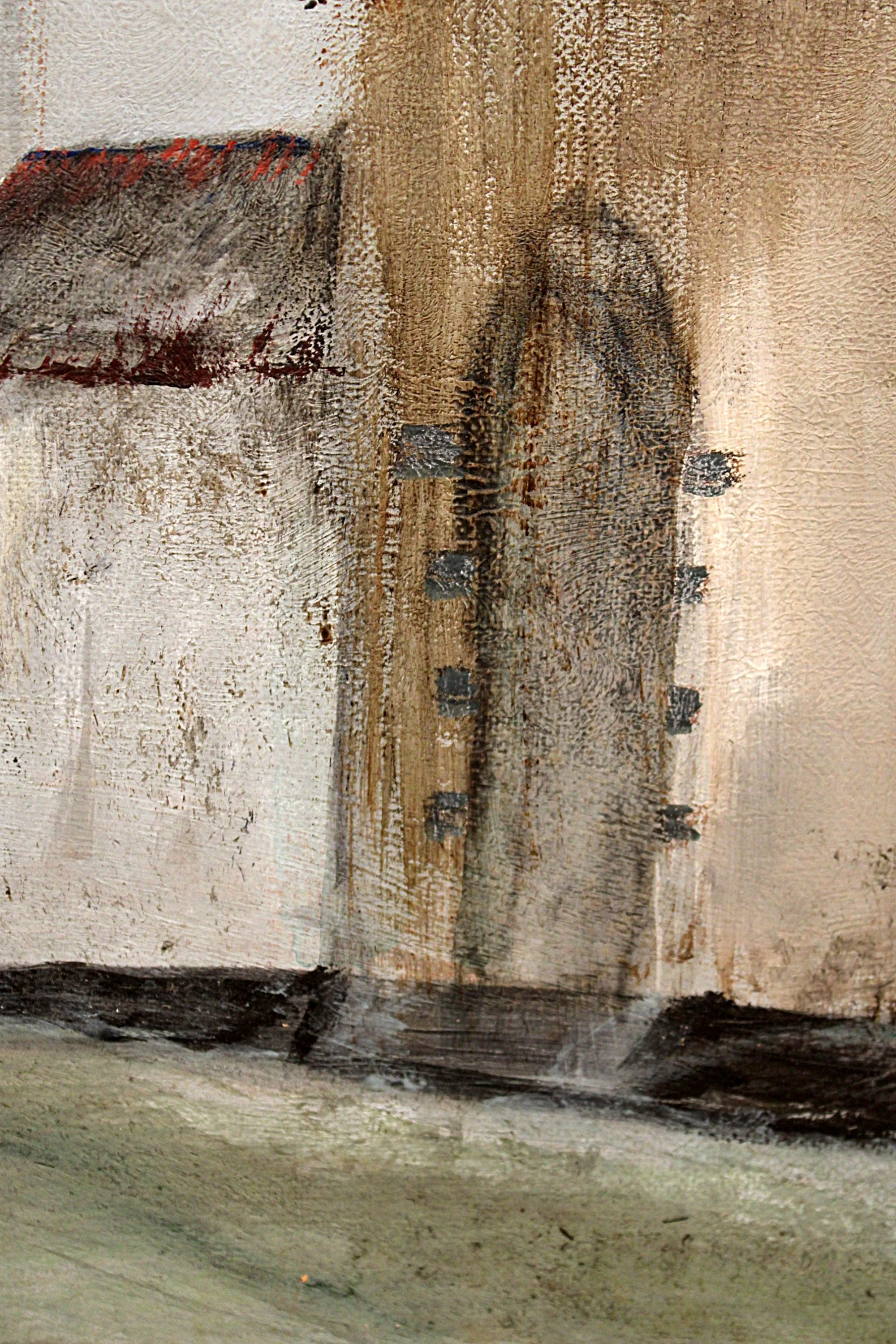 Original Watercolor Painting of Mont Saint Jean Farm at Waterloo Framed-closeup-Barn-Door-2000 x 3000.JPG
