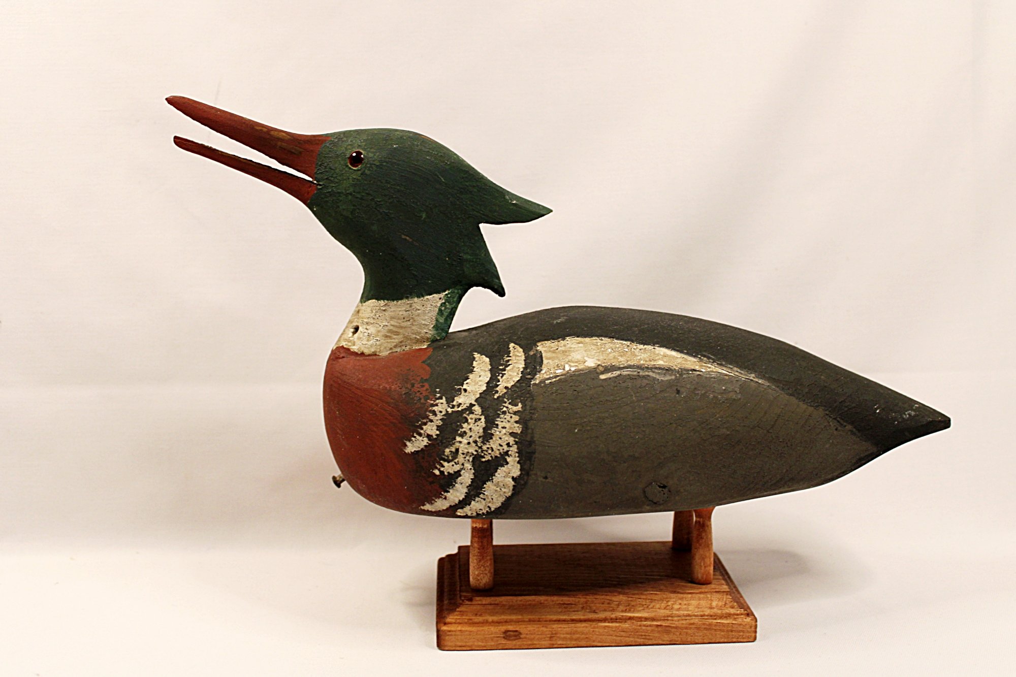 5757-CHARLES W. WATERFIELD Red Breasted Merganser Decoy-Facing-Left-on-Stand-2000 x 1333.JPG