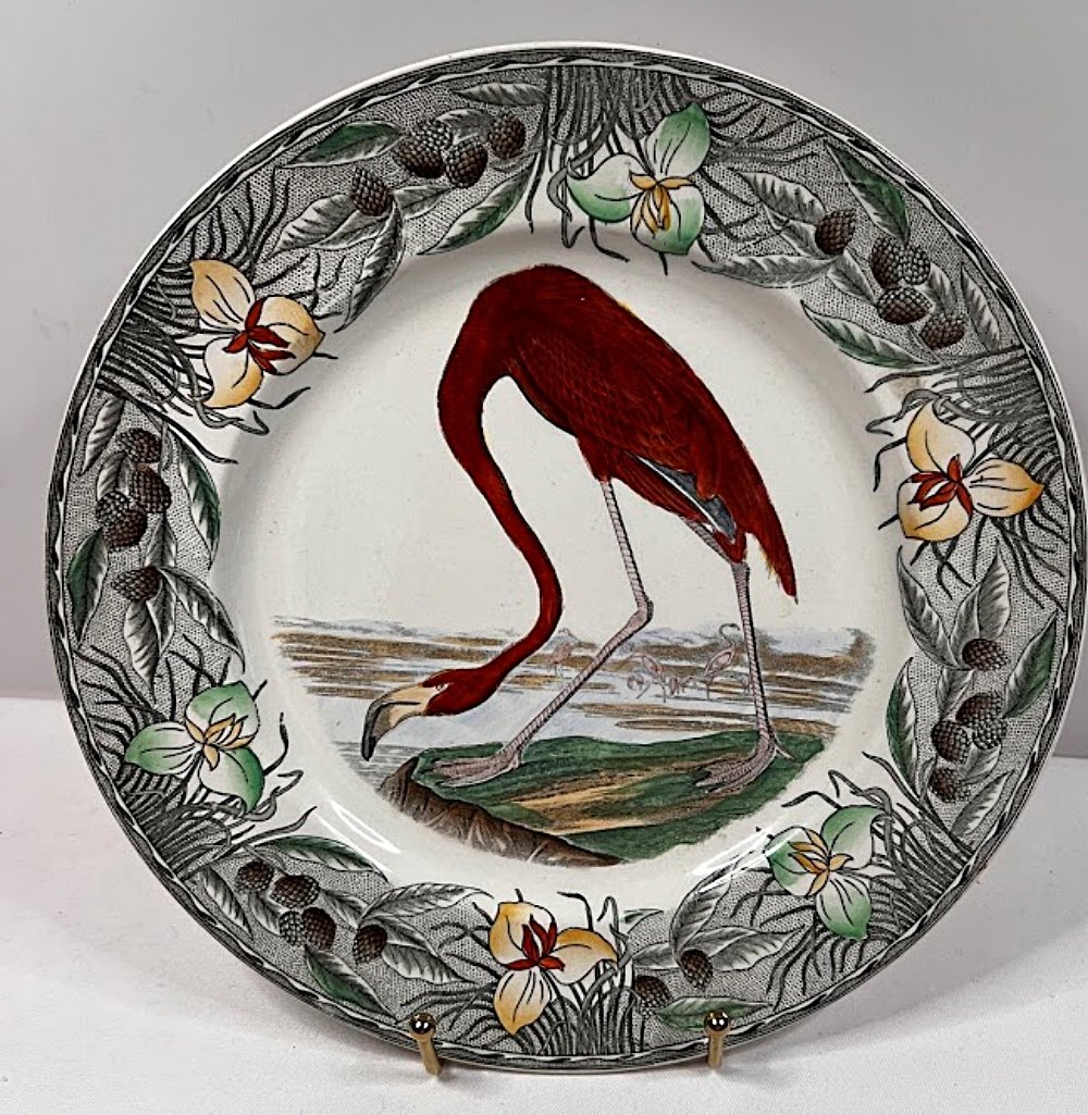 Antique Audubon Flamingo Plate 10 Inches
