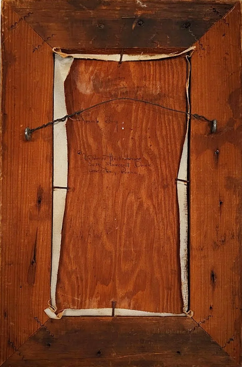 DOLORES HACKENBERGER Oils on Canvas Framed Amish boy Lancaster PA-Framed-back-800 x 1210.jpg