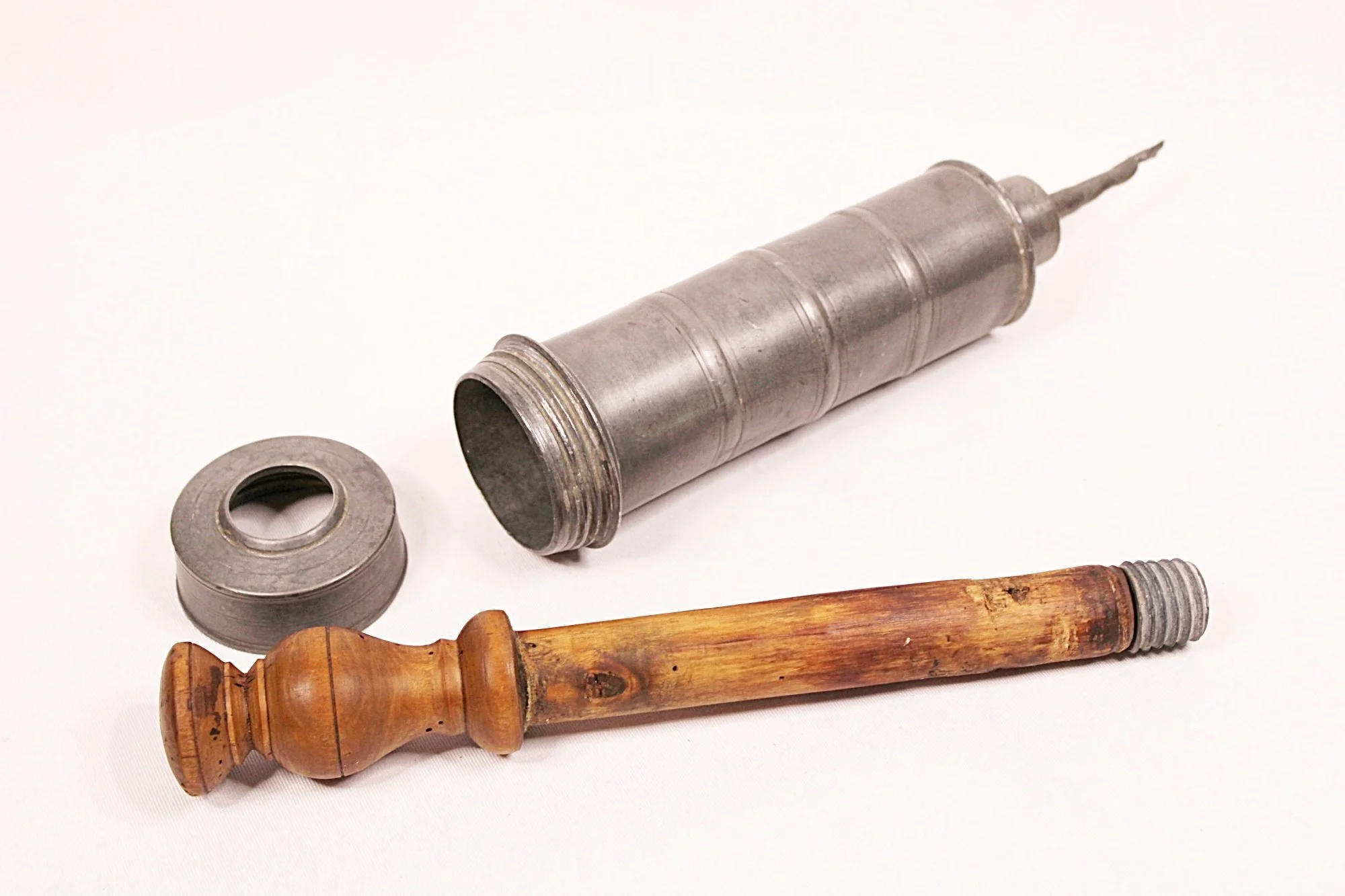 Antique French Pewter and Maple Sausage Stuffer-apart-2a-2000 x 1333.JPG