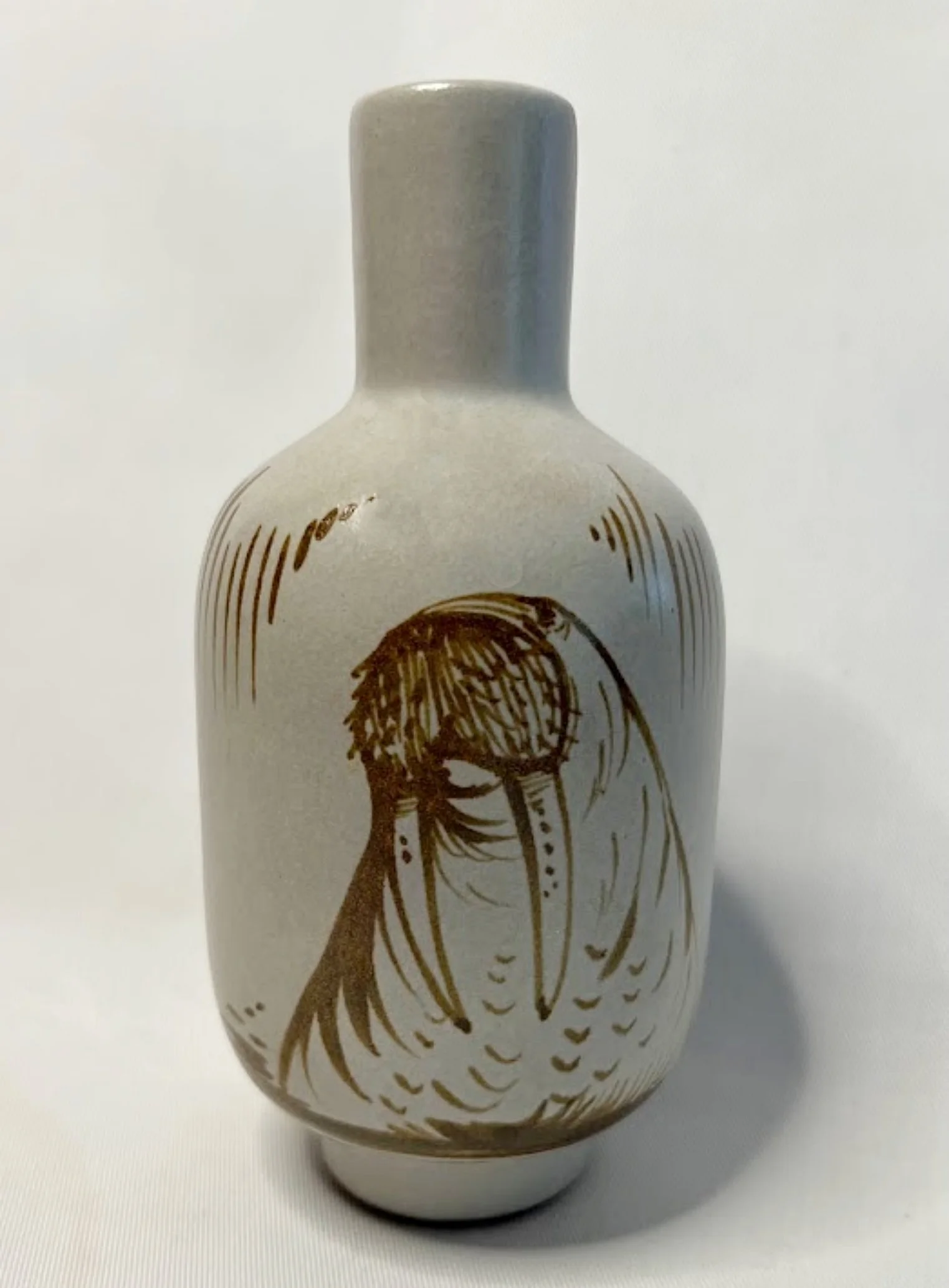 Pottery Vase Hand Painted Walrus Alaska Art front-1523 x 2068.jpg