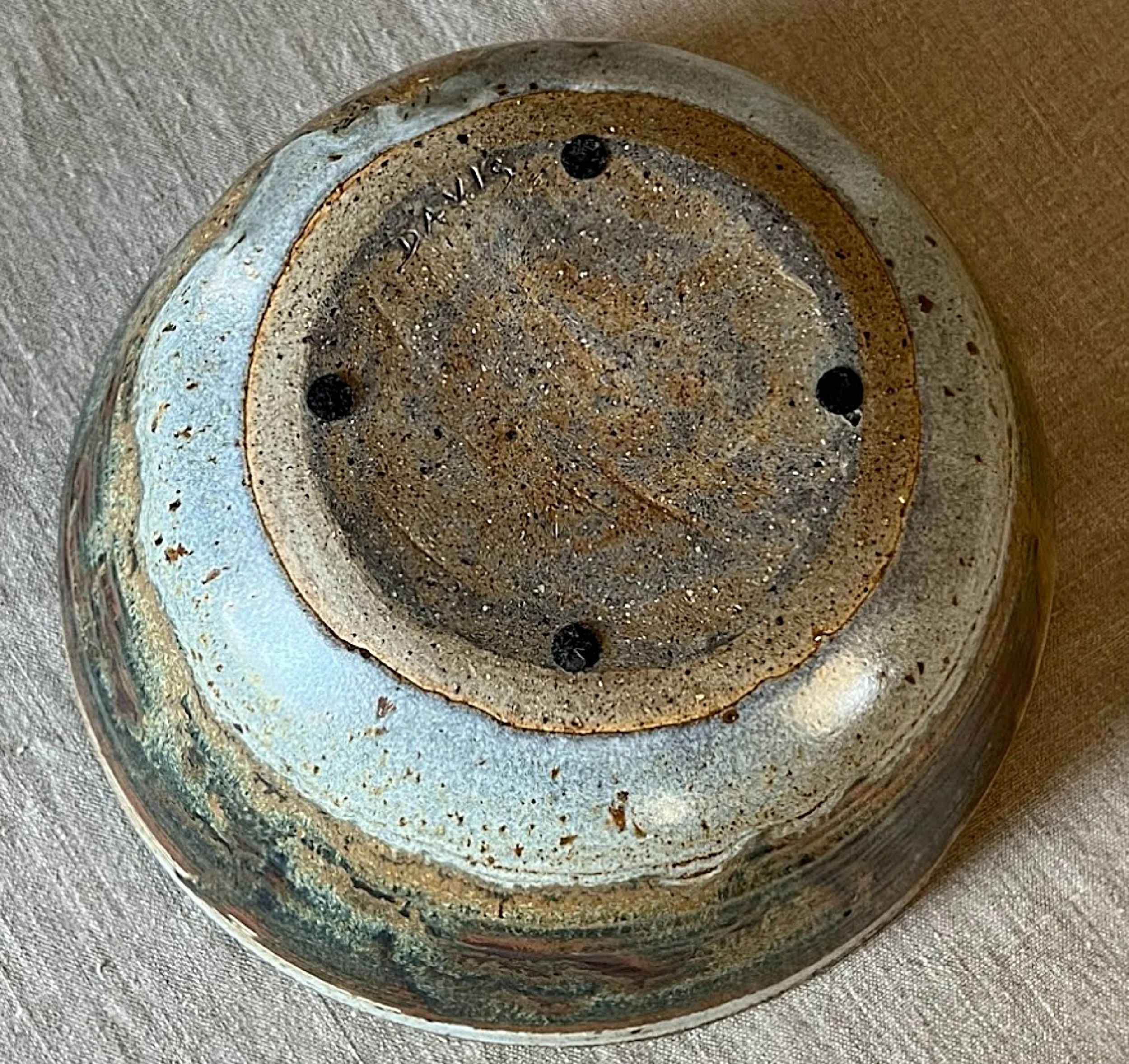 Studio Pottery Large Stoneware Bowl Signed Davis full bottom of bowl-2873 x 2708.jpg