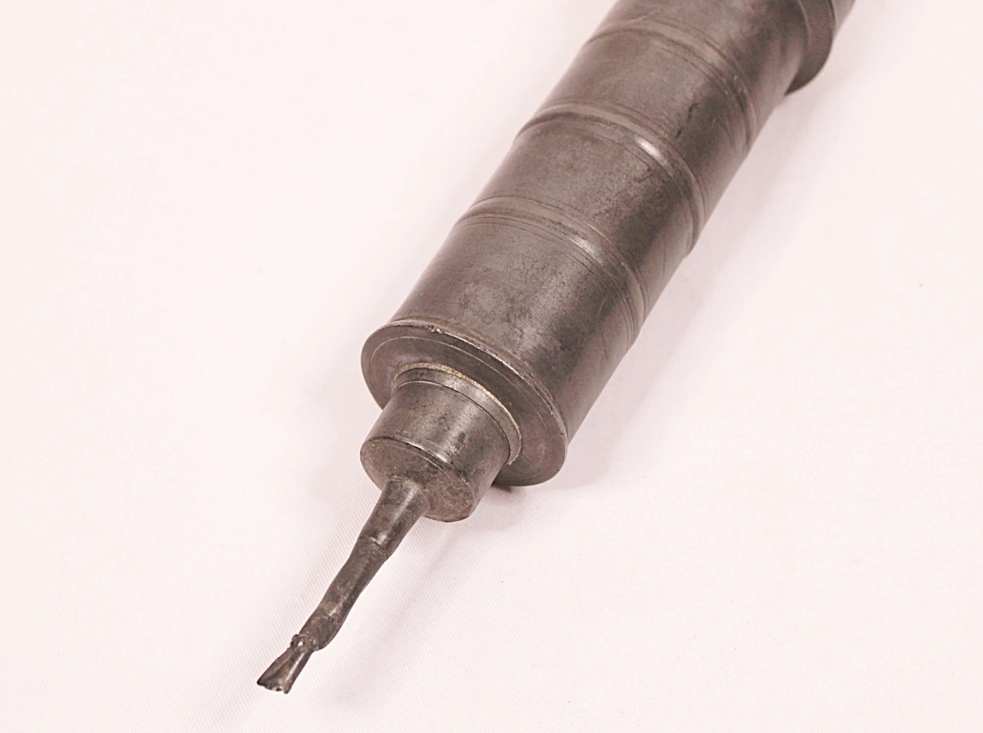 Antique French Pewter and Maple Sausage Stuffer-spout-2000 x 1492.JPG