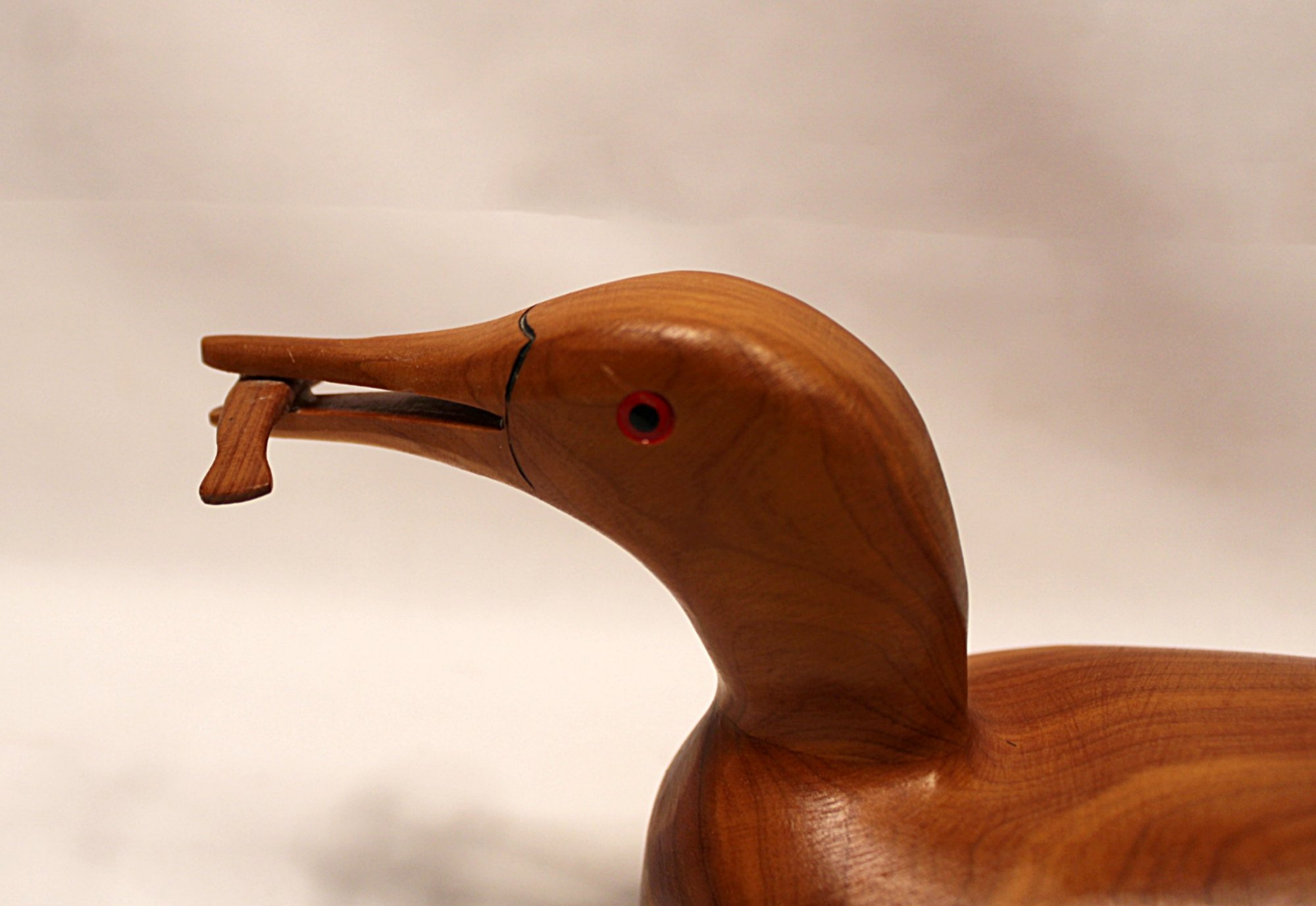 5808-Bill-Coleman-Carved Wooden Loon Decoy with Fish-Face-Left-Closeup-2000 x 1377.JPG
