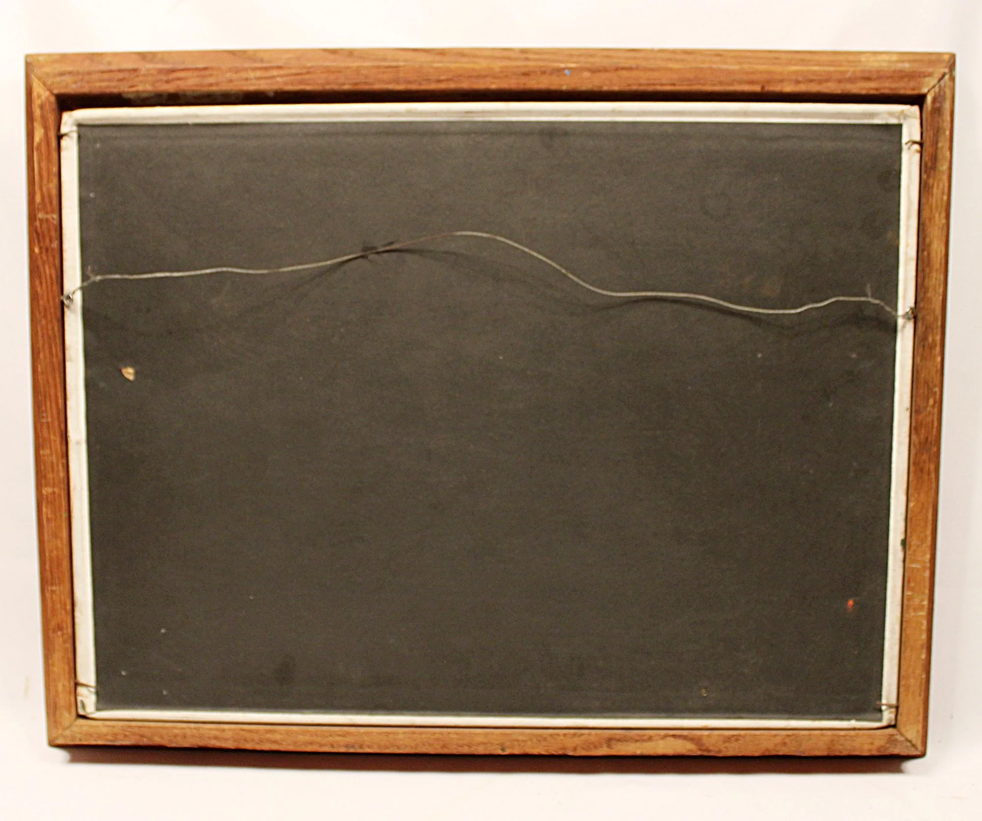 Vintage Oil Painting of House and Gardens Framed & Signed Full Back View