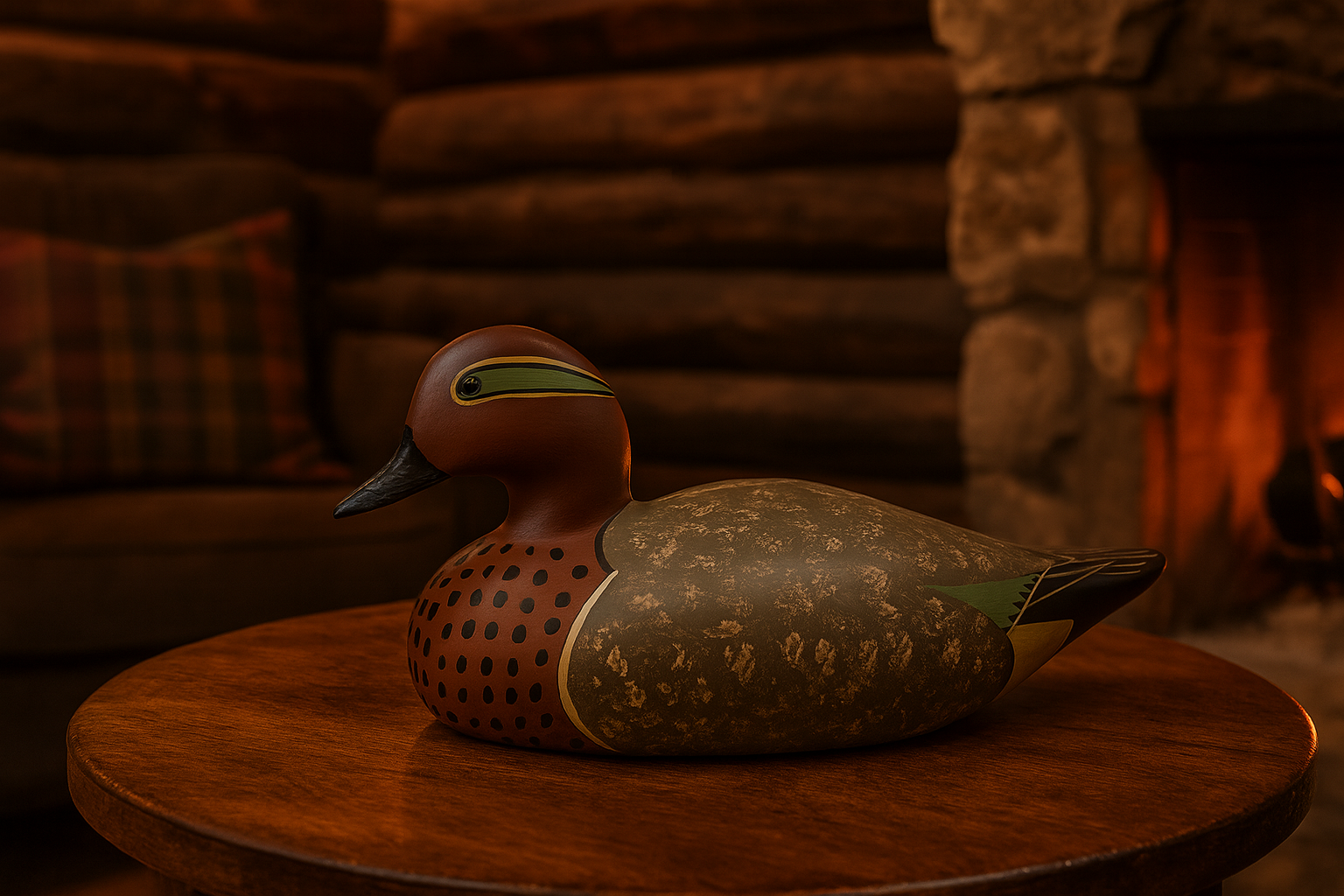 Duck Decoy-J Rinker_on table in hunting lodge.png