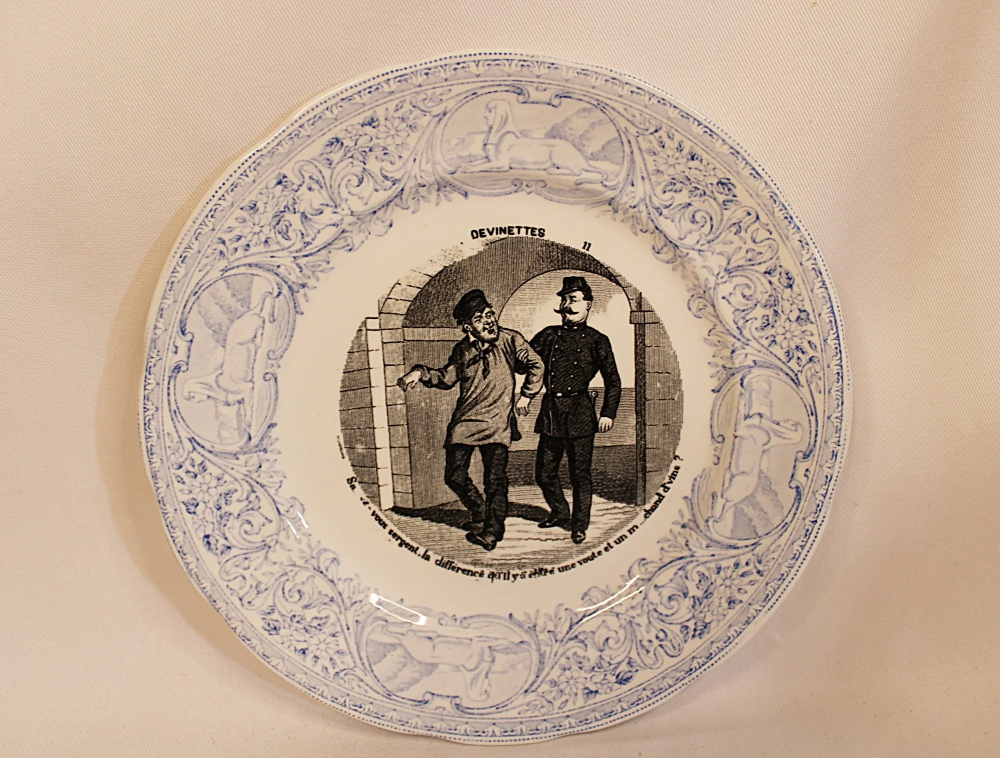 Antique French Talking Plates Digoin et Sarreguemines-Plate-11-front-2000 x 1517.JPG