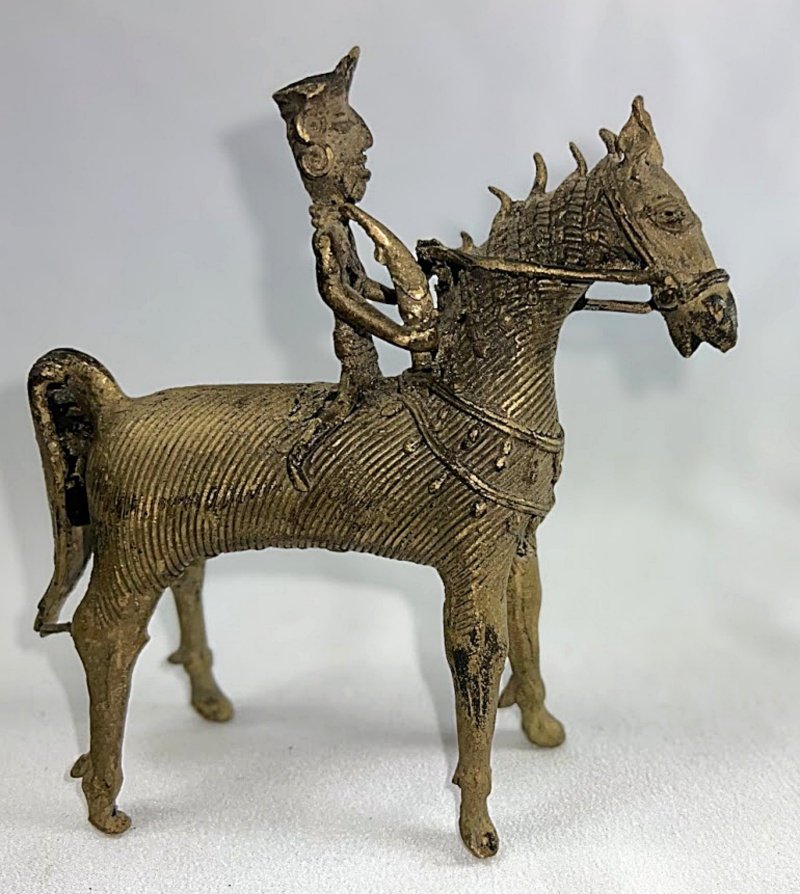 ANTIQUE DHOKRA Horse and Warrior-Brass-India -facing right-IP=2-ff-800 x 894.jpg