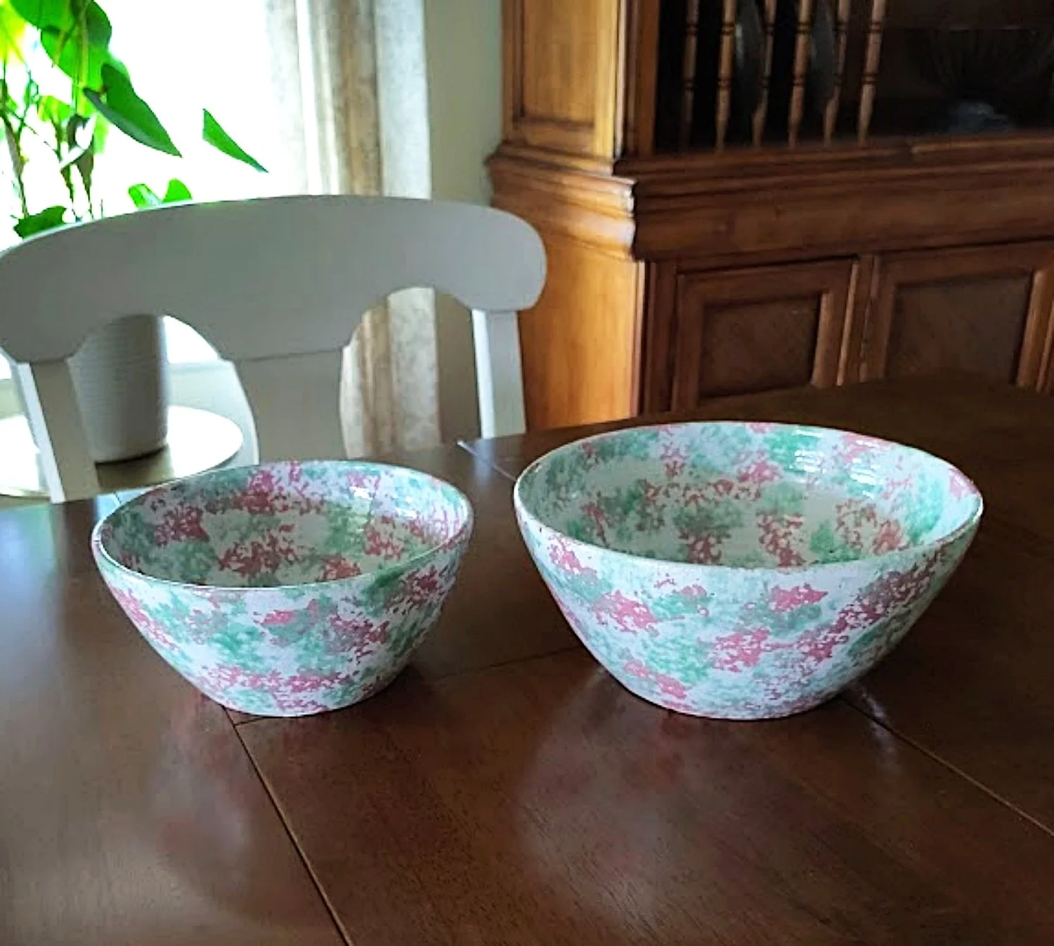 Vintage SpongeWare Pottery Bowls by Kenneth George of Cole Pottery Sanford NC 1995-2 bowls table-1500 x 1346.jpg