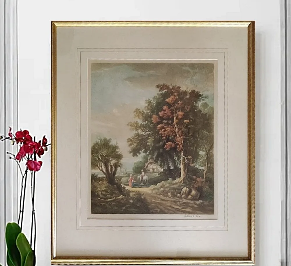 Vintage Mezzotint Noontide, Constables Country Signed and Framed British Art-Full Frame View-on wall-2-1000 x 915.jpg