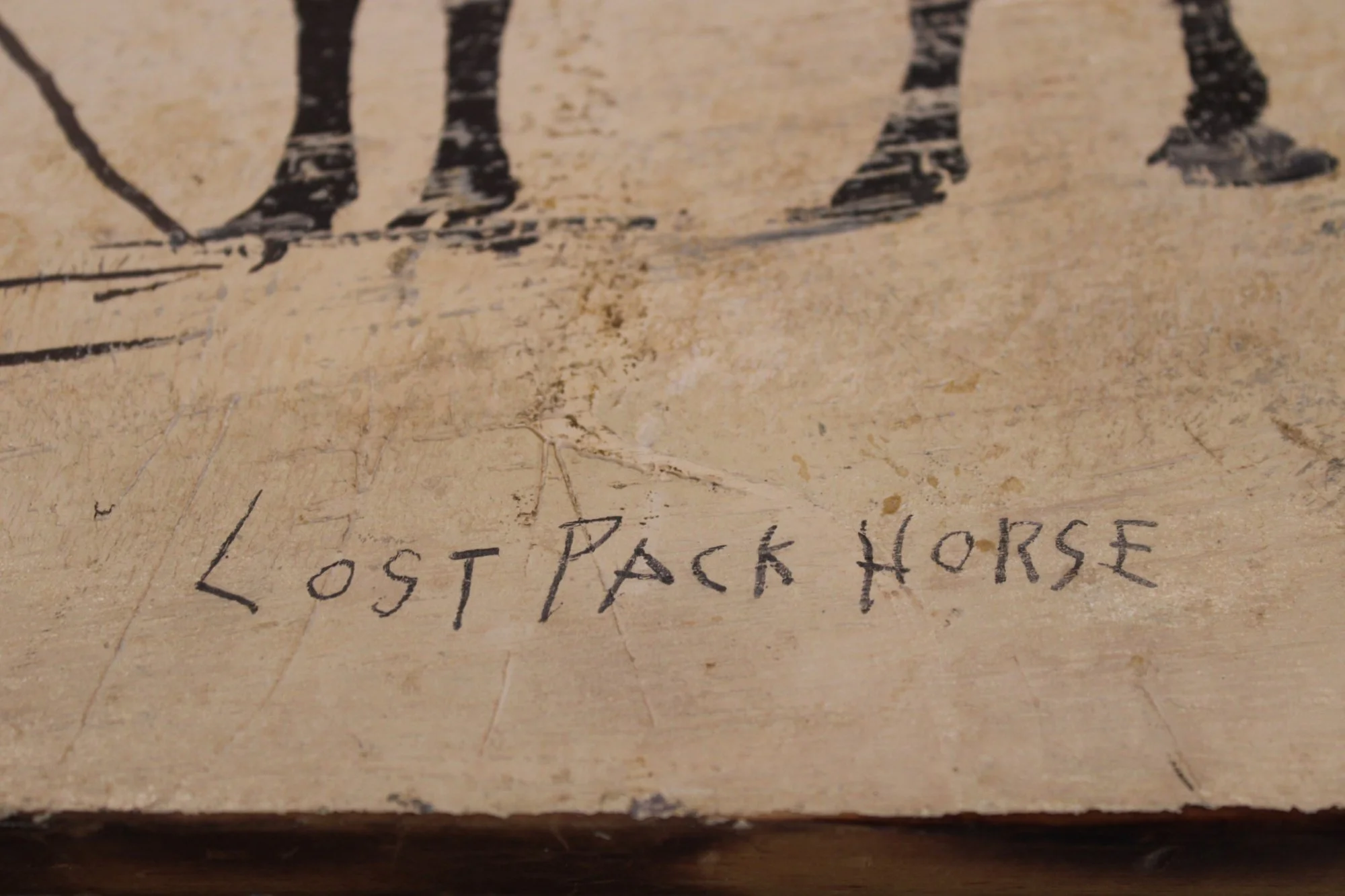 Original Joe R Breckenridge Painting on Wood Plank 1960s Lost Pack Horse-Title-2000 x 1333.JPG