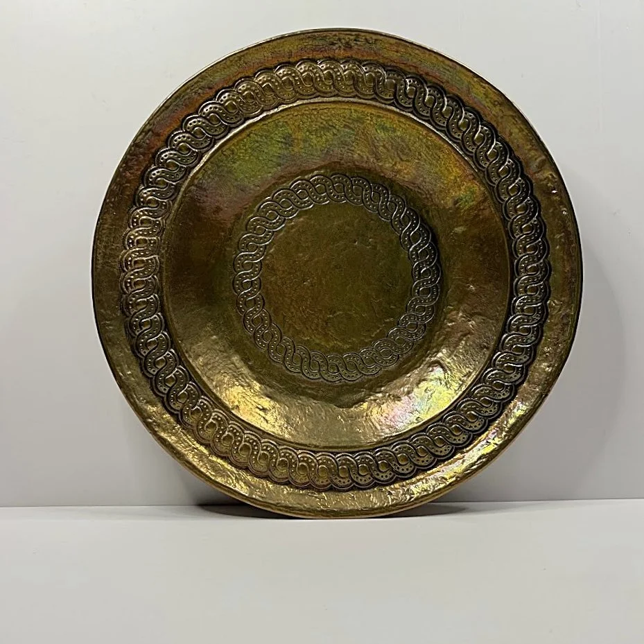 Vintage ITALIAN BRASS PLATE Hand Hammered Signed 11.5 Inch Diameter-full front view-929 x 929.jpg
