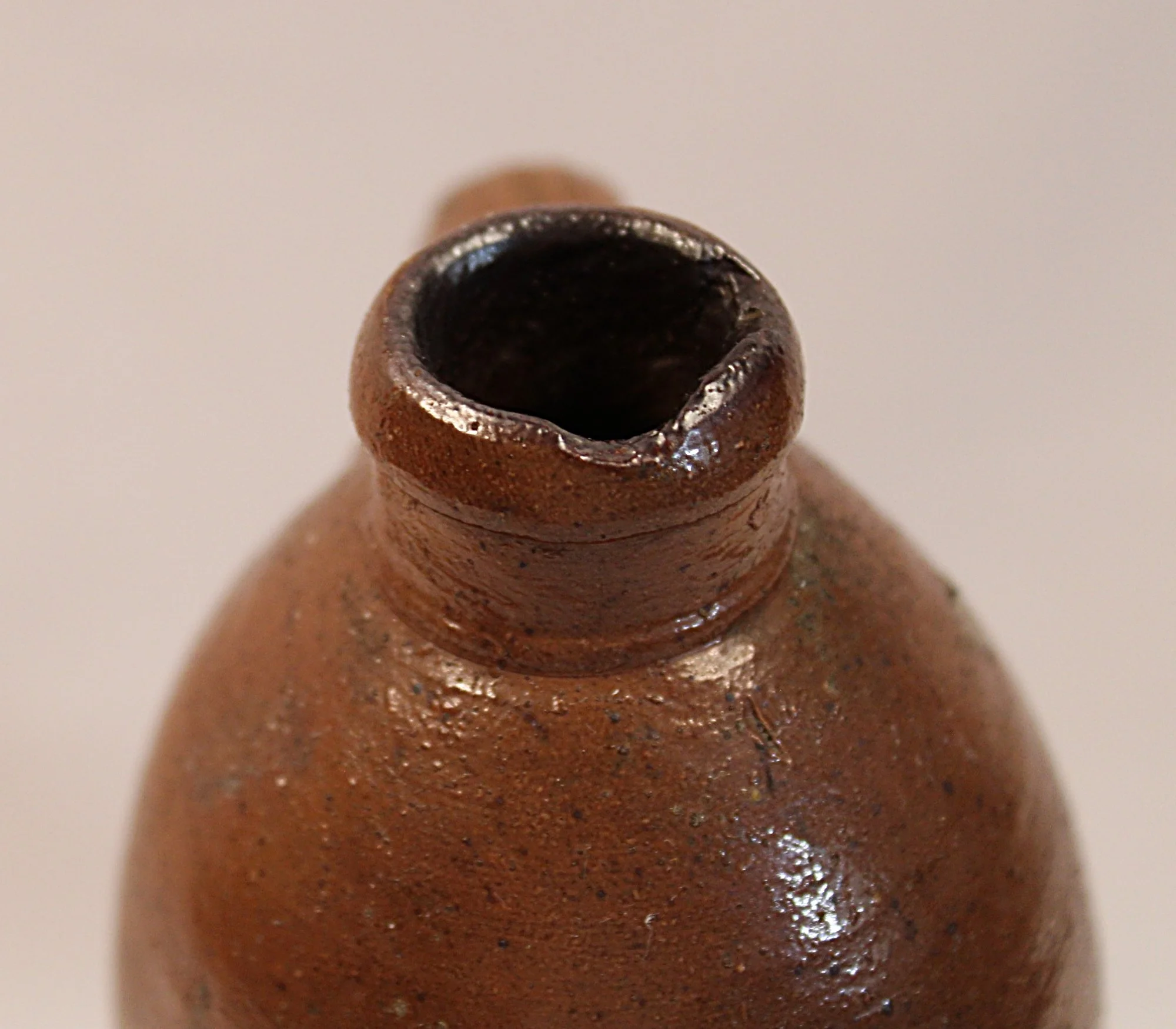 Antique Stoneware Mineral Water Bottle from Selters Germany Circa 1840s-front-top-rim-2000 x 1749.JPG