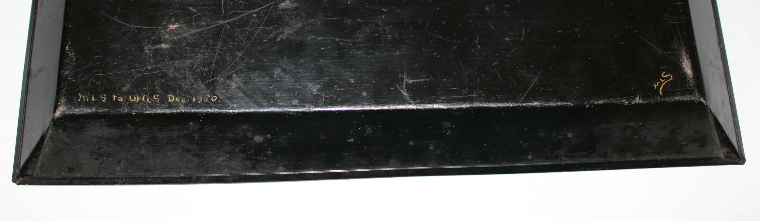 Vintage Tin Tray - Hand Painted Steam Engine - close up back signed and dated area-3669 x 1070.jpg