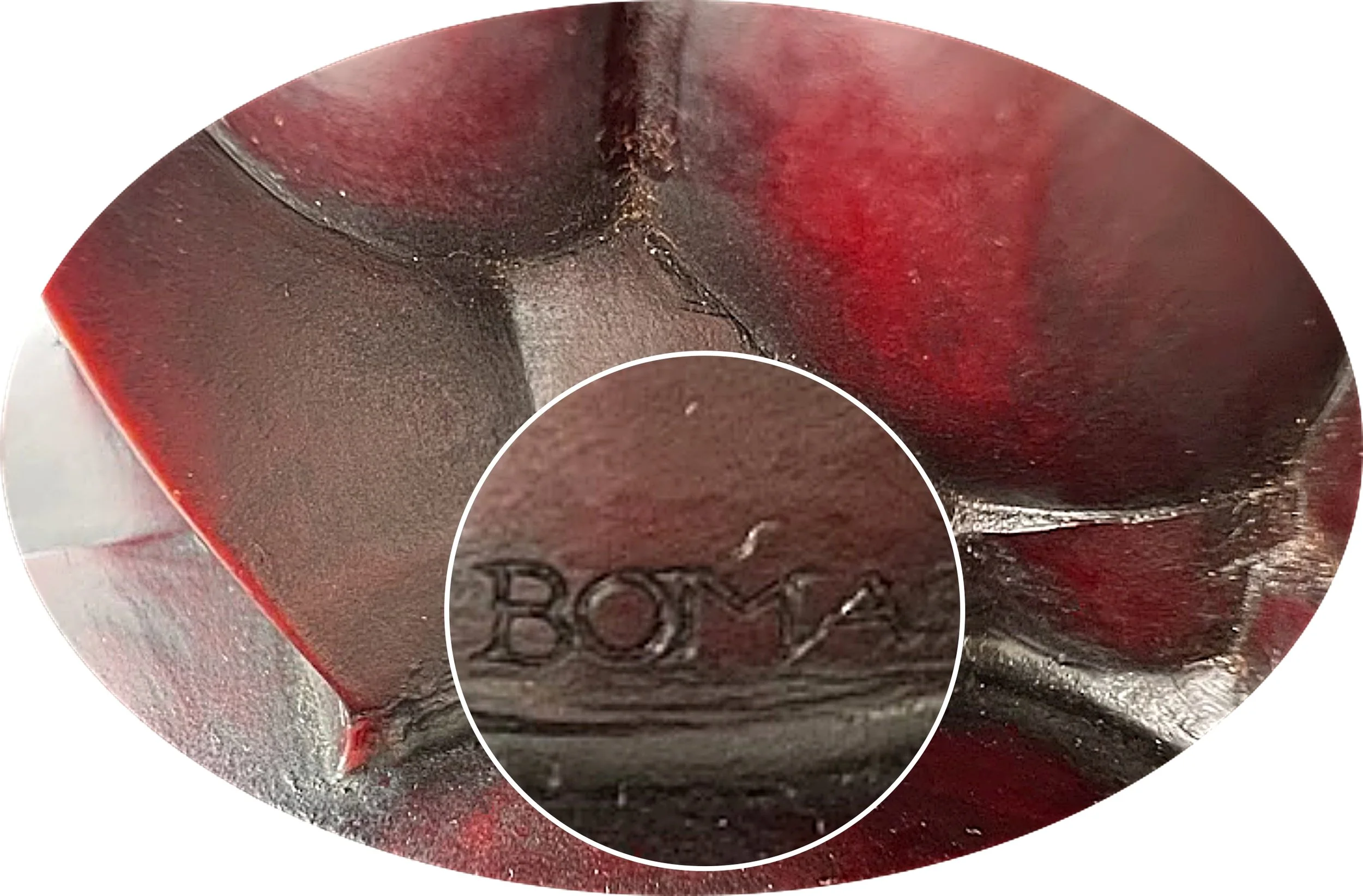 Vintage BOMA CANADA SCULPTURE, Copy of Original Haida Carving by Tom McPhee -croped makers area-Mag-2731 x 1797.jpg