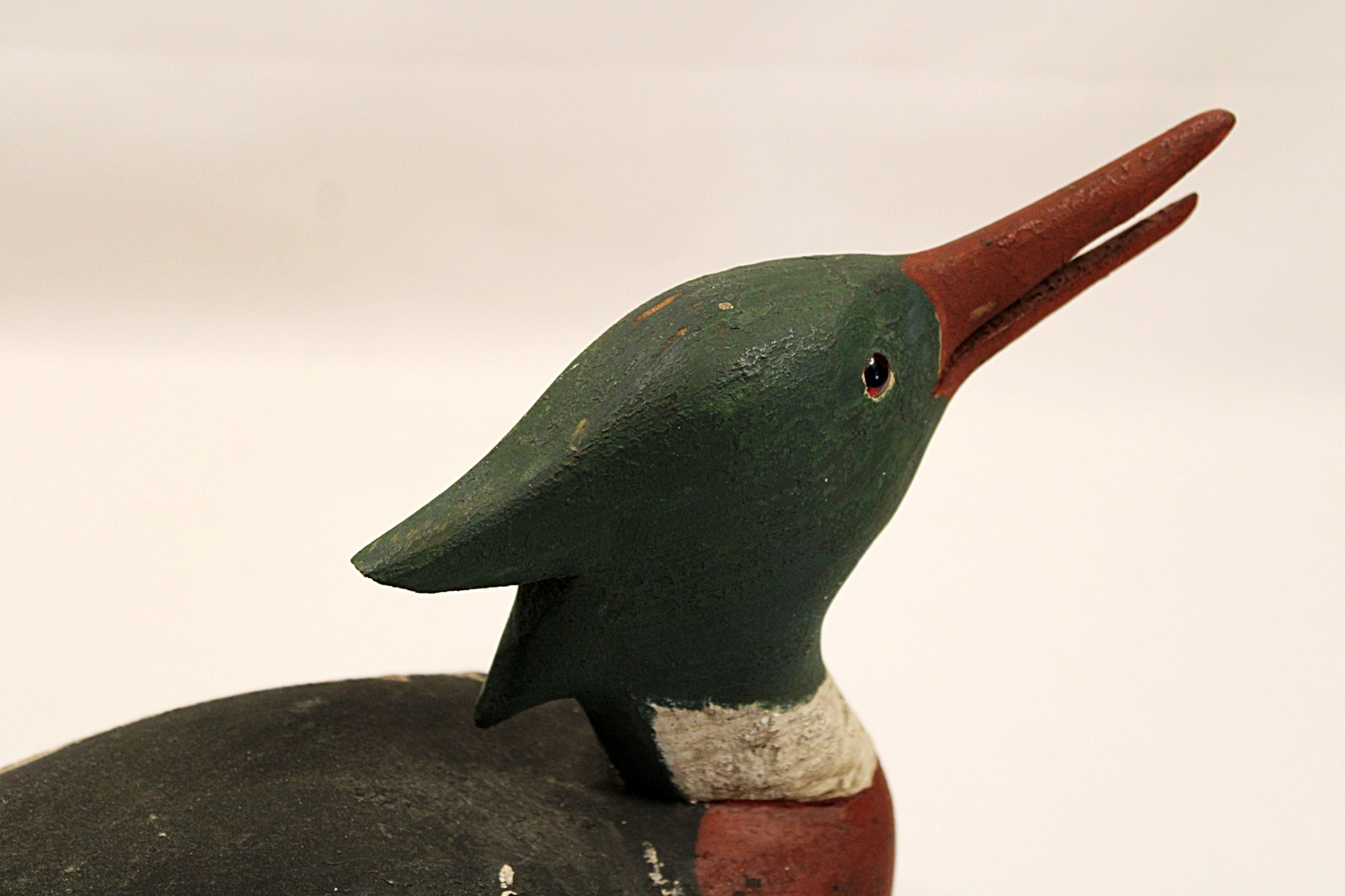 5757-CHARLES W. WATERFIELD Red Breasted Merganser Decoy-Facing-Right-Head-Closeup-2000 x 1333.JPG