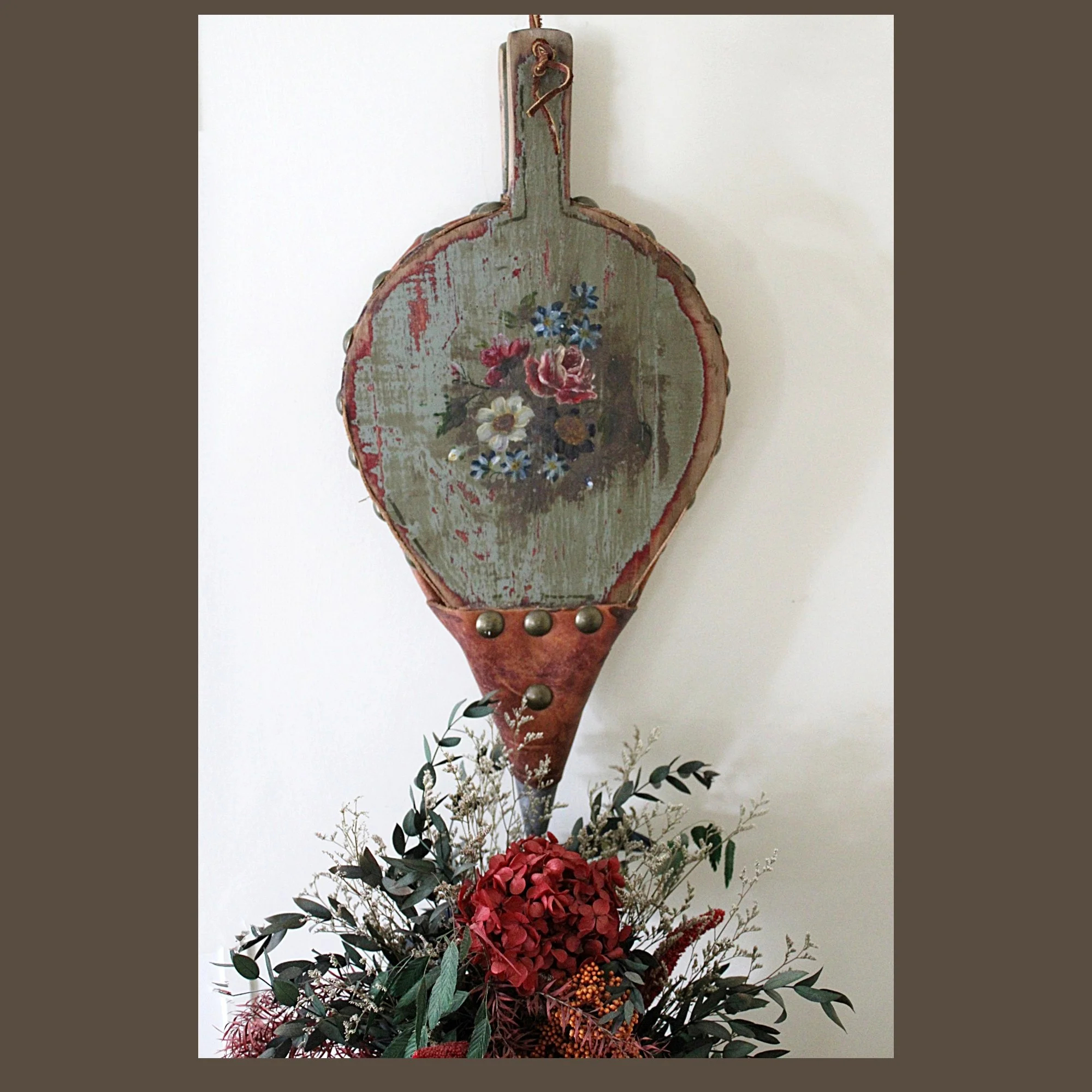 Handmade Folk Art Antique Fireplace Bellows