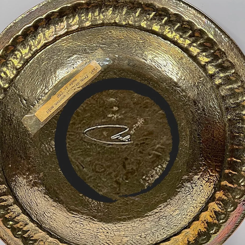 Vintage ITALIAN BRASS PLATE Hand Hammered Signed 11.5 Inch Diameter-back Mark Shown Blown up-929 x 929.jpg
