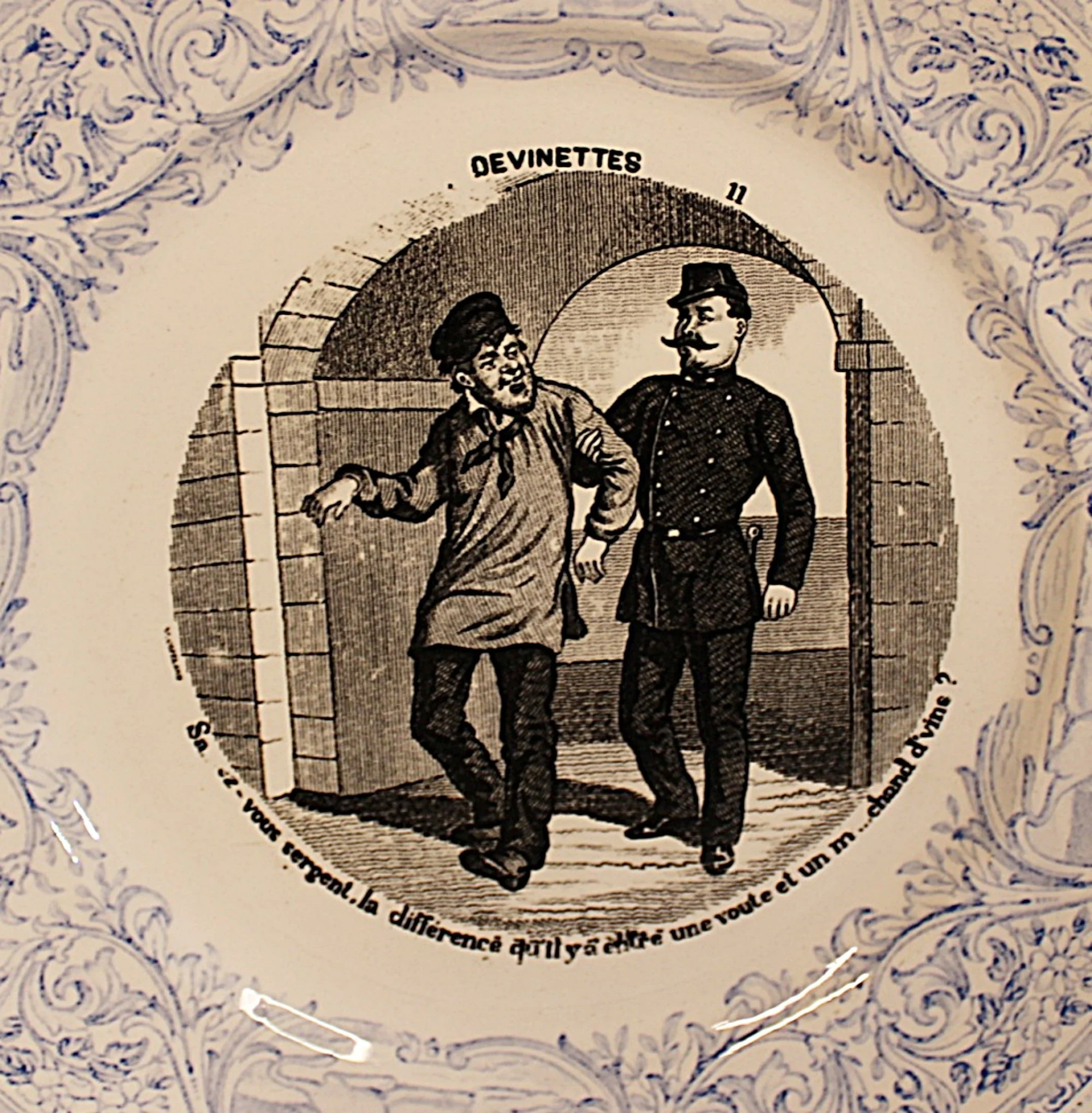 Antique French Talking Plates Digoin et Sarreguemines-Plate-11-front-closeup-2000 x 2038.JPG