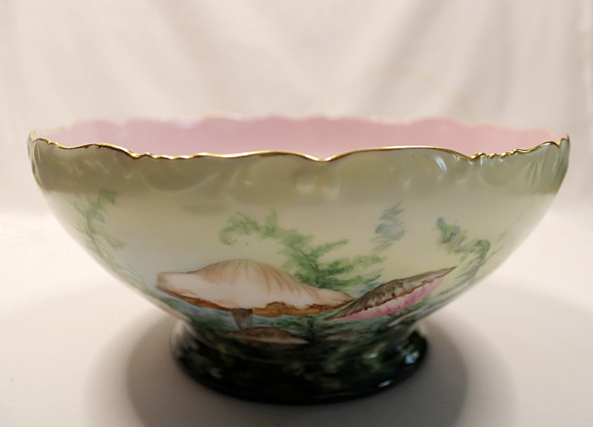 5837-Antique T&V Limoges Centerpiece Bowl 1892-1907 Handpainted Mushrooms-side-2-view-2000 x 1441.JPG