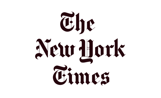 The logo of The New York Times newspaper in black Gothic font on a white background.