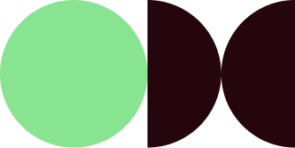 A green circle next to two dark maroon circles on a black background.