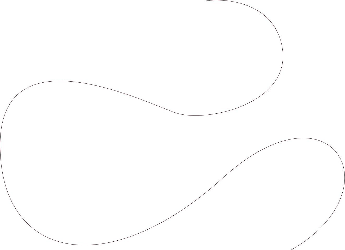 Black background with red outline of a thin, winding line.