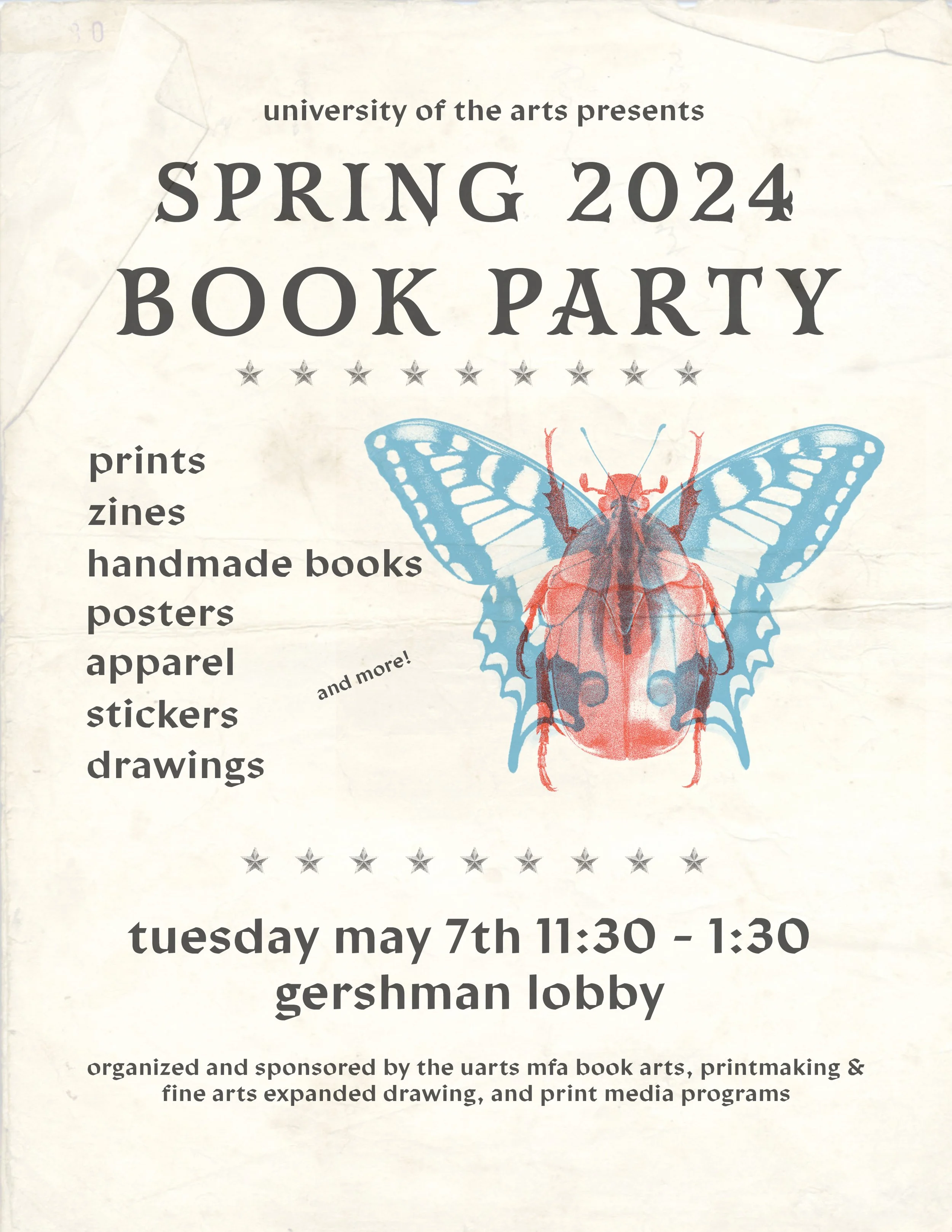 UArts Book Party poster, Photoshop, 2024