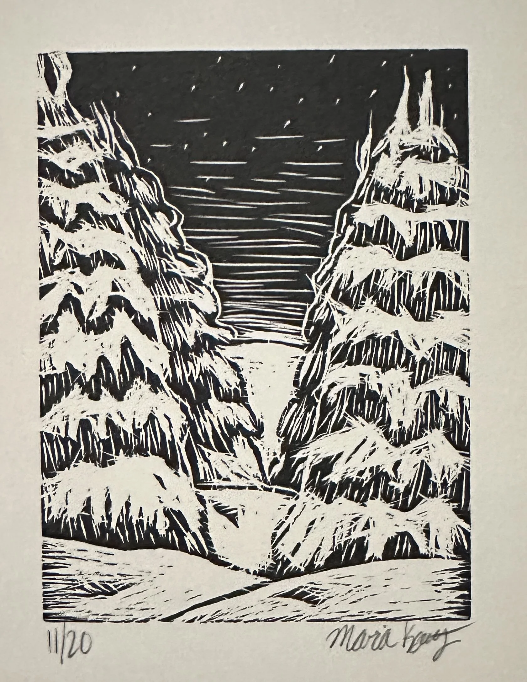 The Quiet, wood block engraving, 2022