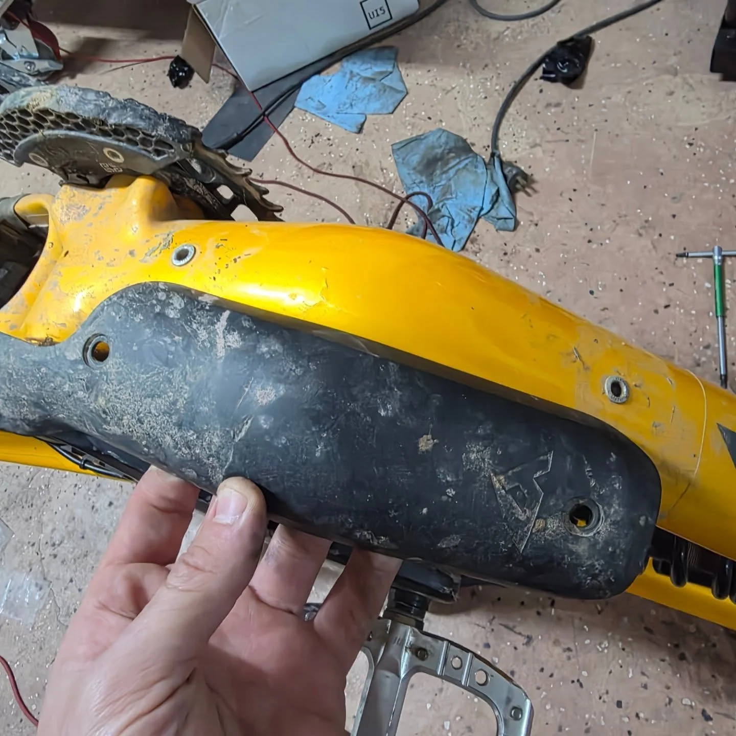 This is the exact reason we developed the blade guard downtube protector. The stock guarda just don't cut it. #yt #mtb