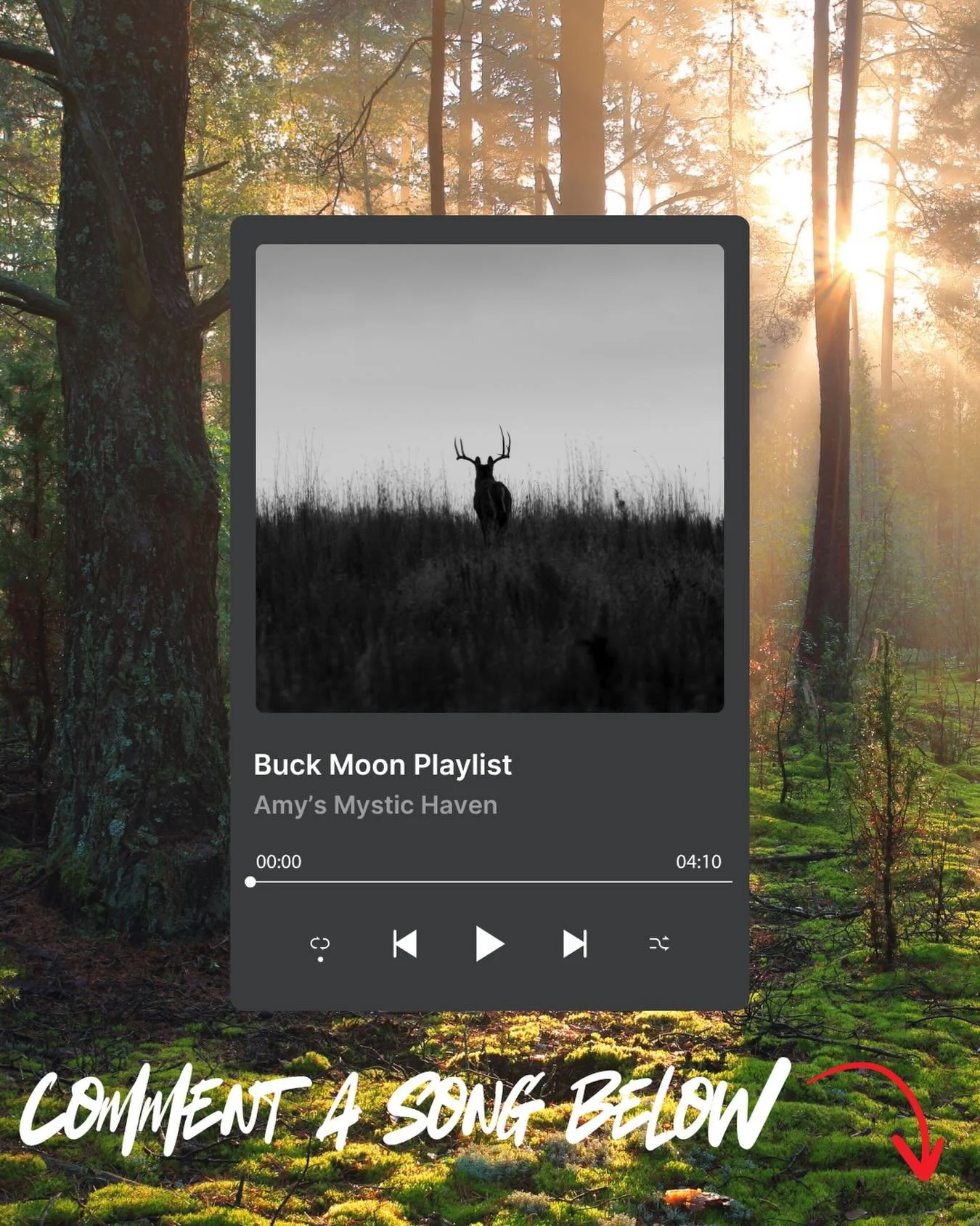 I&rsquo;ve curated a playlist for our Buck Moon Event but I&rsquo;m still searching for more songs! Even if you may not be in attendance, I&rsquo;d still love to see some of your favorite songs inspired by the full moon! I&rsquo;m always looking to e