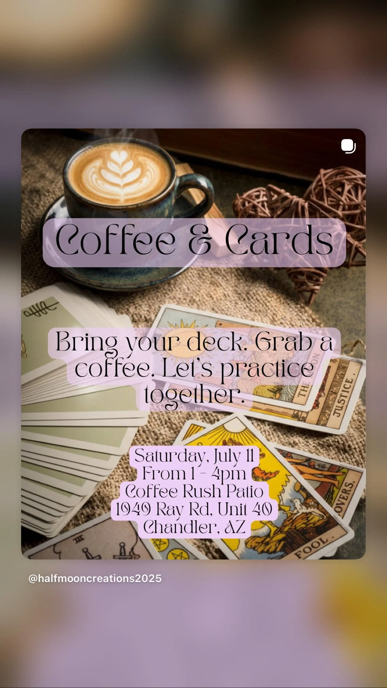 Monthly Coffee & Cards - Hosted in Collaboration with Half Moon Creations