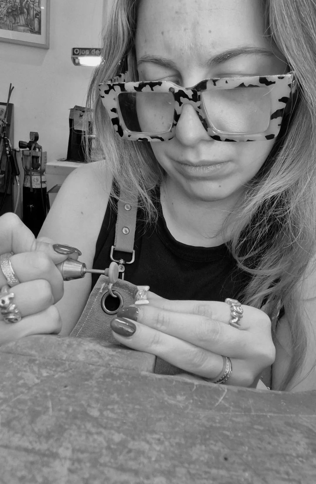 Alexandra Moroti at the jewellery bench — founder and goldsmith, Atelier Moroti London