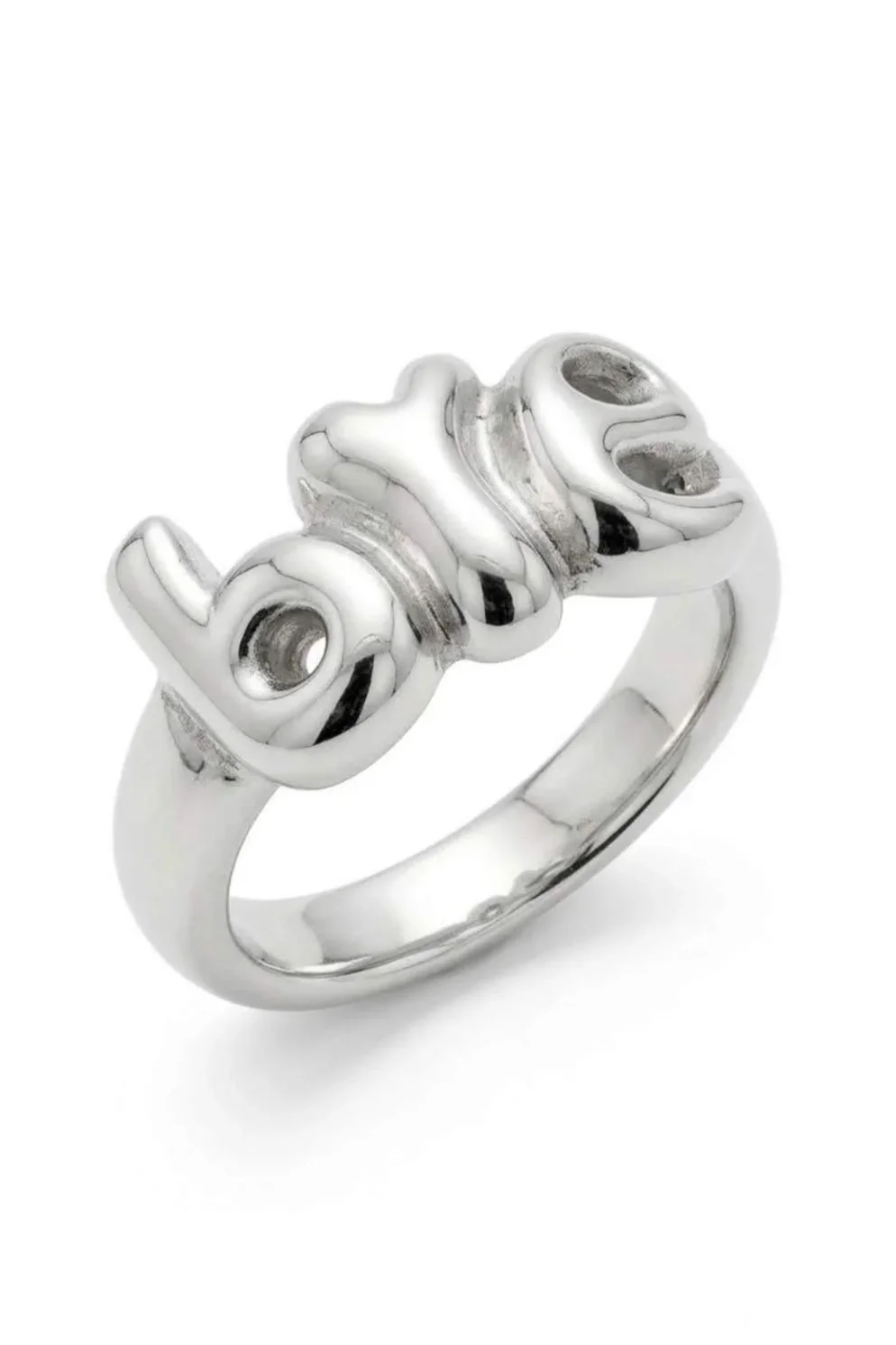 BYE Ring in sterling silver — hand-carved limited edition word ring, Atelier Moroti London