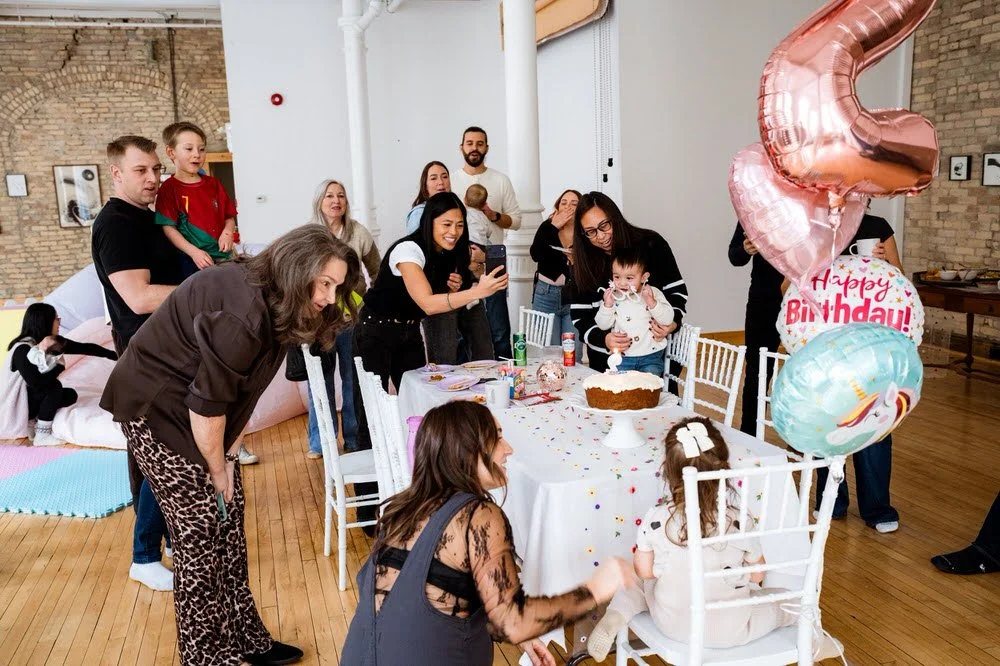 Intimate gathering of guests at a private celebration at The Harlow Exchange in Winnipeg