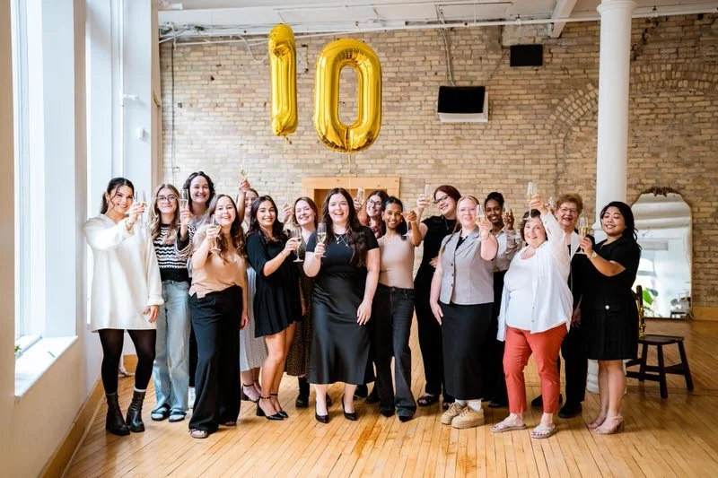 Corporate team celebration at The Harlow Exchange event venue in Winnipeg's Exchange District