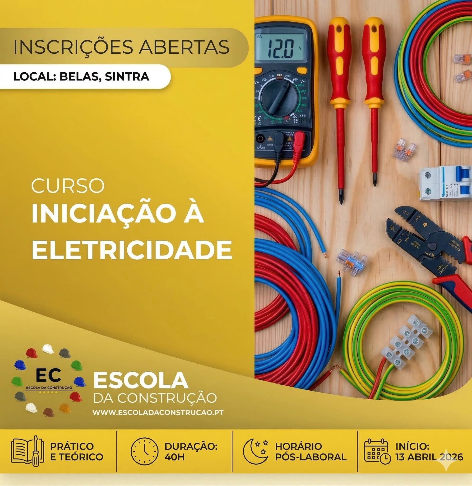 Últimas Vagas para o o novo Curso de Iniciação à Electricidade