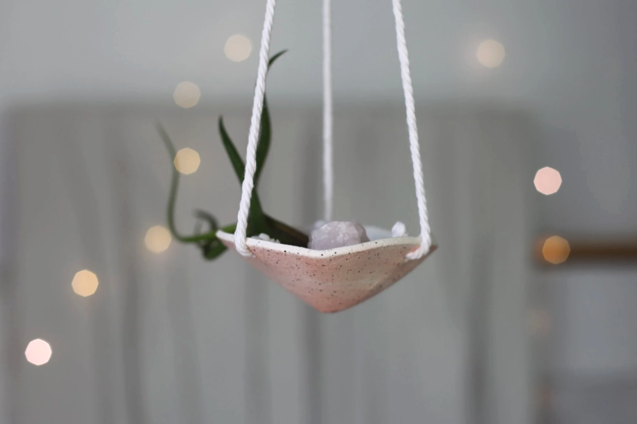 Pink Ceramic Hanging Planter - small (seconds)